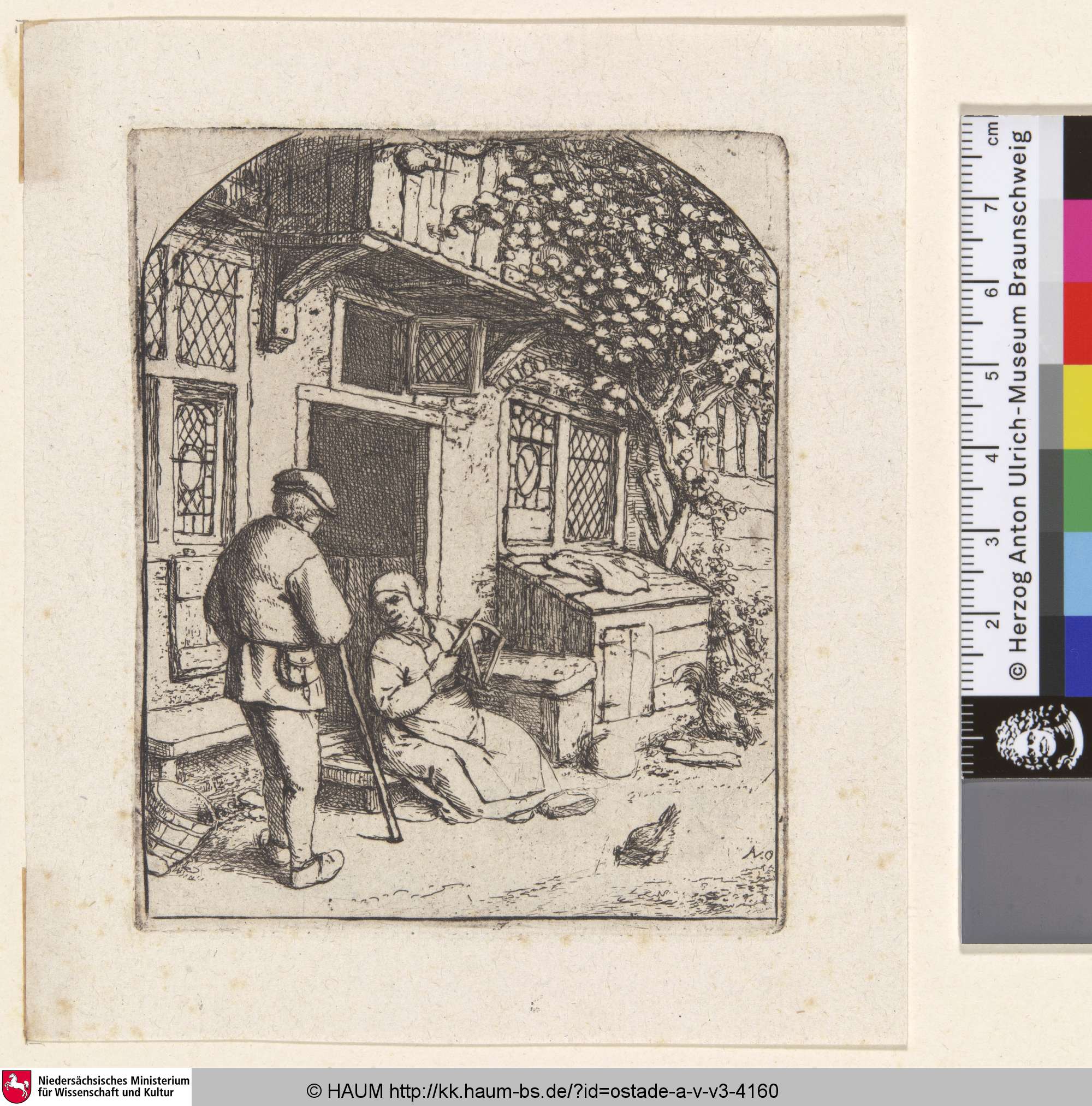[Die Garnweiferin; The woman windung upon a reel; La dévideuse à la porte de sa maison], Adriaen van Ostade, 1630–1685