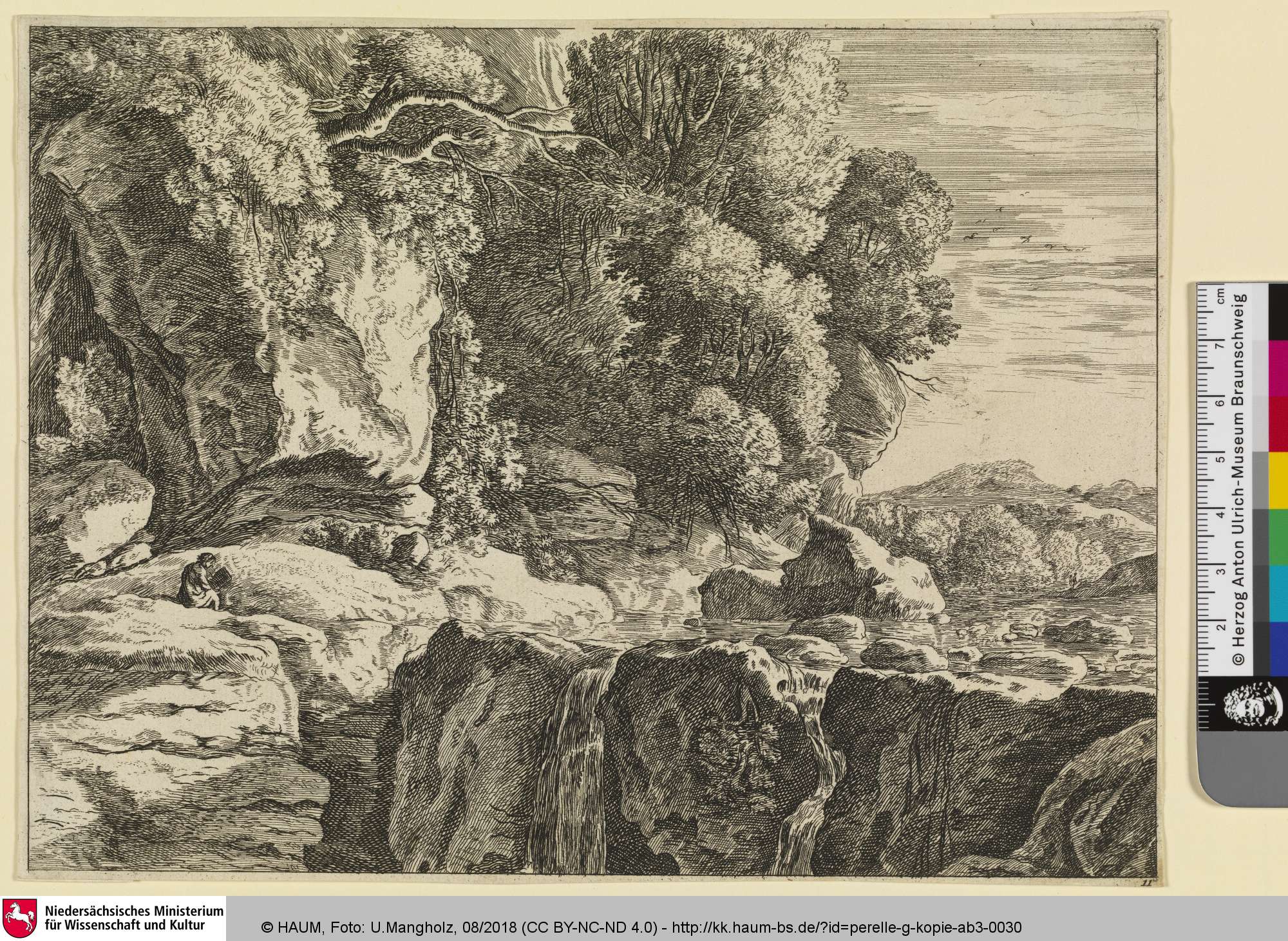 [Berglandschaft mit einem Lesenden an einem Fluss], Gabriel Perelle, 1651–1700