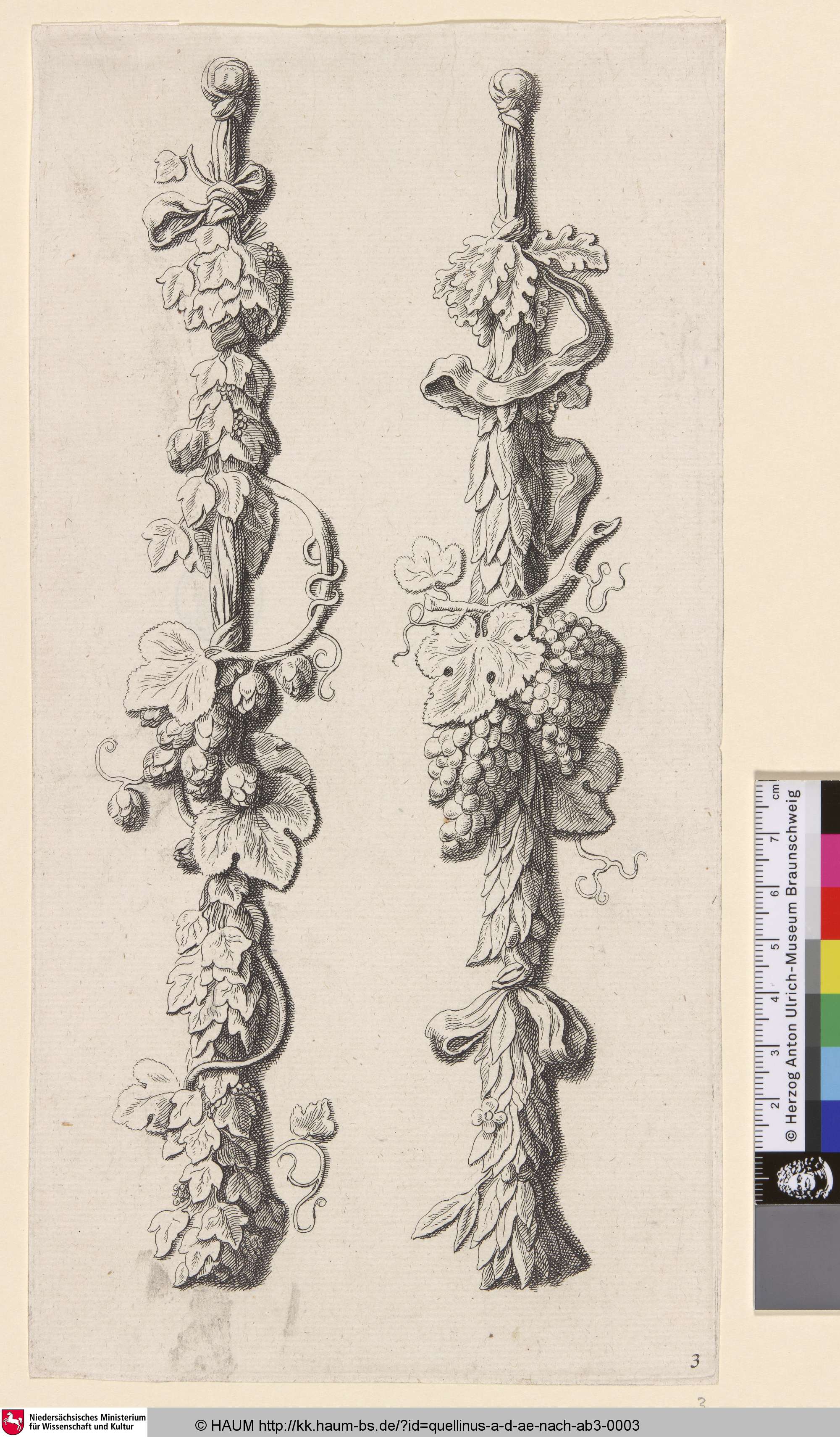 [Zwei Festons mit Weinlaub und Weintrauben, Hopfen und Hopfendolden], Artus Quellinus, 1630–1668
