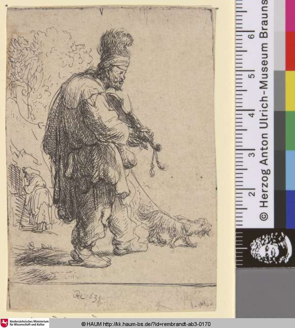 [Der blinde Geiger; The Blind Fiddler; Aveugle jouant du violon], Rembrandt, 1631