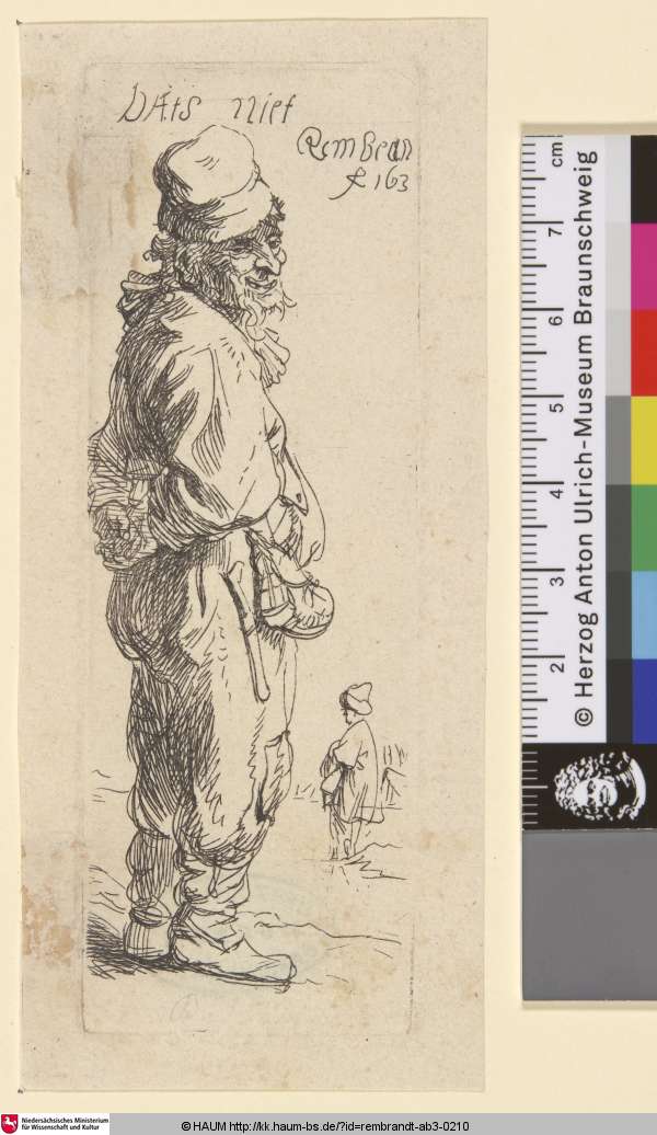 [Ein Bauer antwortet: "Dats niet"; A Peasant Replying: "Dats niet"; Deux gueux en pendans: Seconde pièce], Rembrandt, 1634