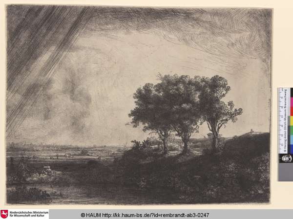 [Die drei Bäume; The Three Trees; Paysage aux trois arbres], Rembrandt, 1643