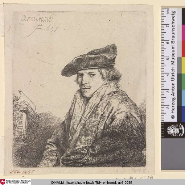 [Junger Mann mit Samtmütze (Petrus Sylvius?); Young Man in a Velvet Cap (Petrus Sylvius?); Jeune homme assis et réfléchissant], Rembrandt, 1637