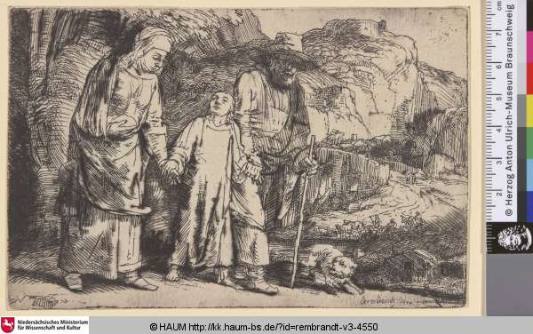 [Jesus mit seinen Eltern, aus dem Tempel heimkehrend; Christ Returning from the Temple with his Parents; Retour d'Egypte] — Rembrandt van Rijn