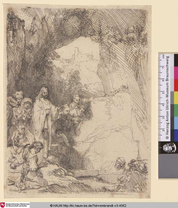 [Die Auferweckung des Lazarus; The Raising of Lazarus. Small Plate; Résurrection de Lazare], Rembrandt, 1642