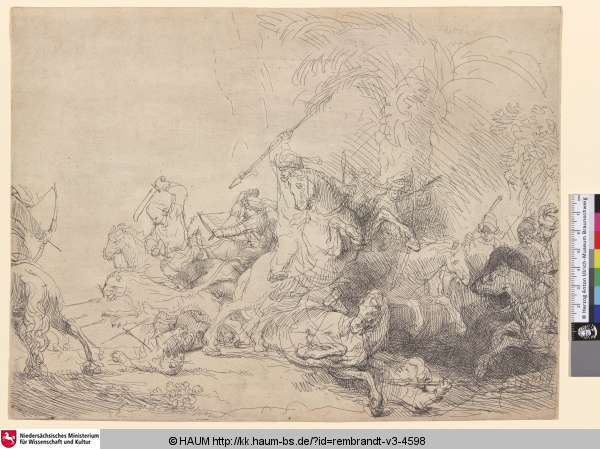 [Die große Löwenjagd; The Large Lion Hunt; Chasse aux lions], Rembrandt, 1641