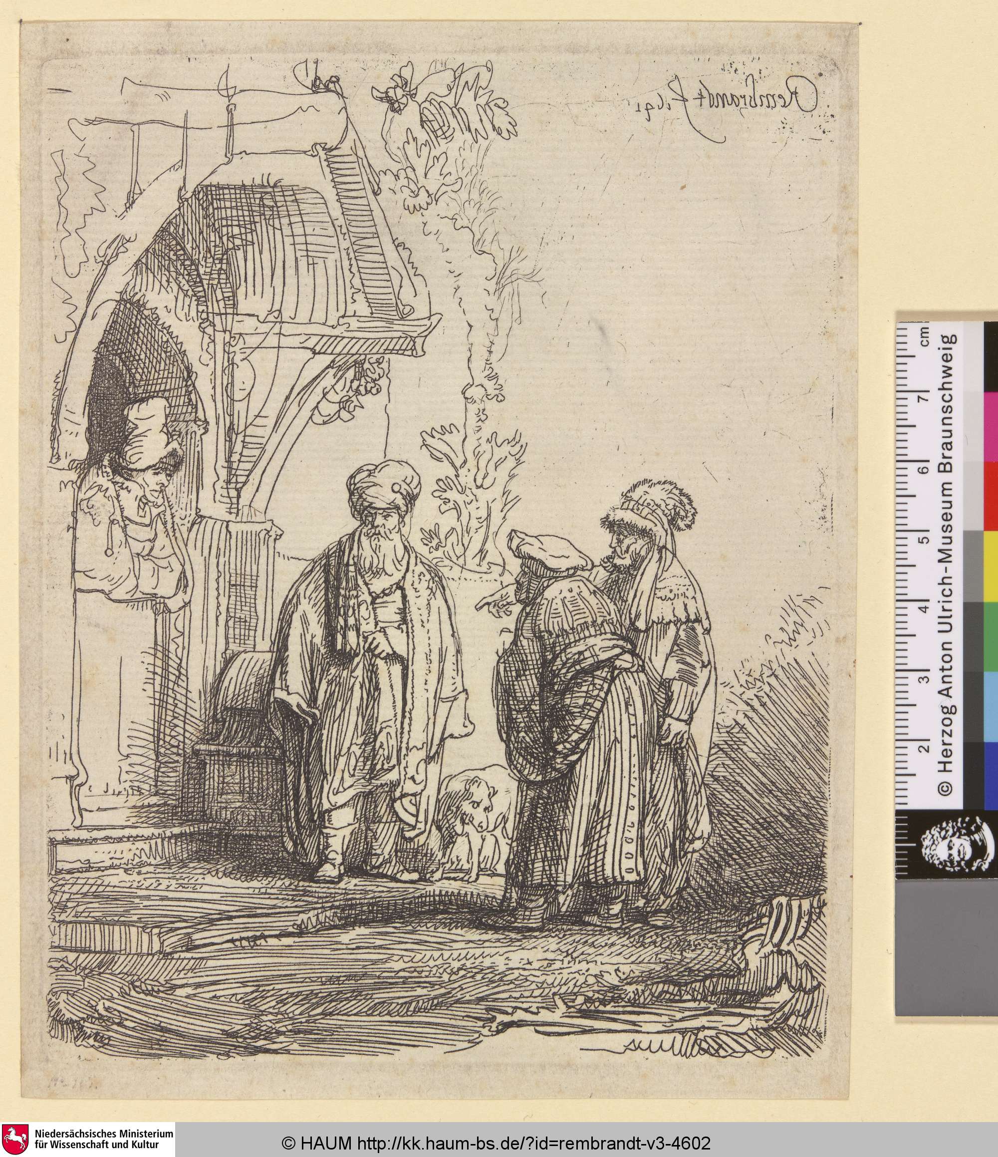 [Drei Orientalen (Jakob und Laban?); Three Oriental Figures (Jacob und Laban?); Trois figures Orientales], Rembrandt, 1641