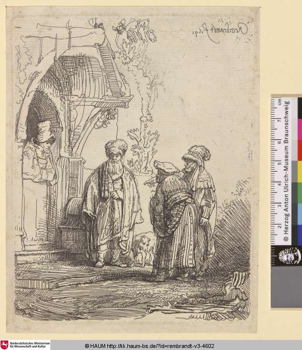 [Drei Orientalen (Jakob und Laban?); Three Oriental Figures (Jacob und Laban?); Trois figures Orientales], Rembrandt, 1641