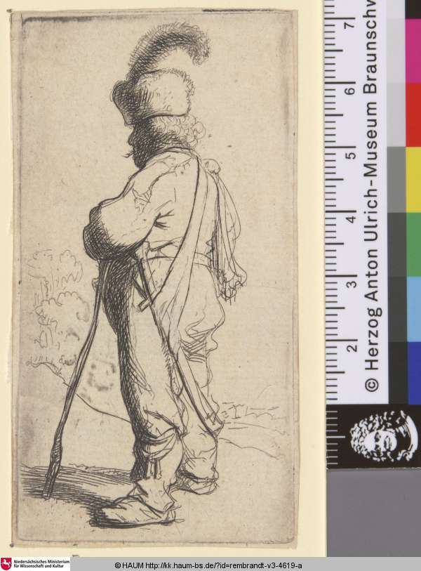 [Ein Pole mit einem Gehstock; Polander Leaning on a Stick; Polonois portant sabre et bâton], Rembrandt, 1631