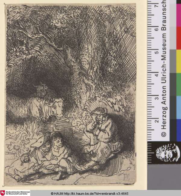 [Der schlafende Hirte; The Sleeping Herdsman; Le vieillard endormi], Rembrandt, 1644