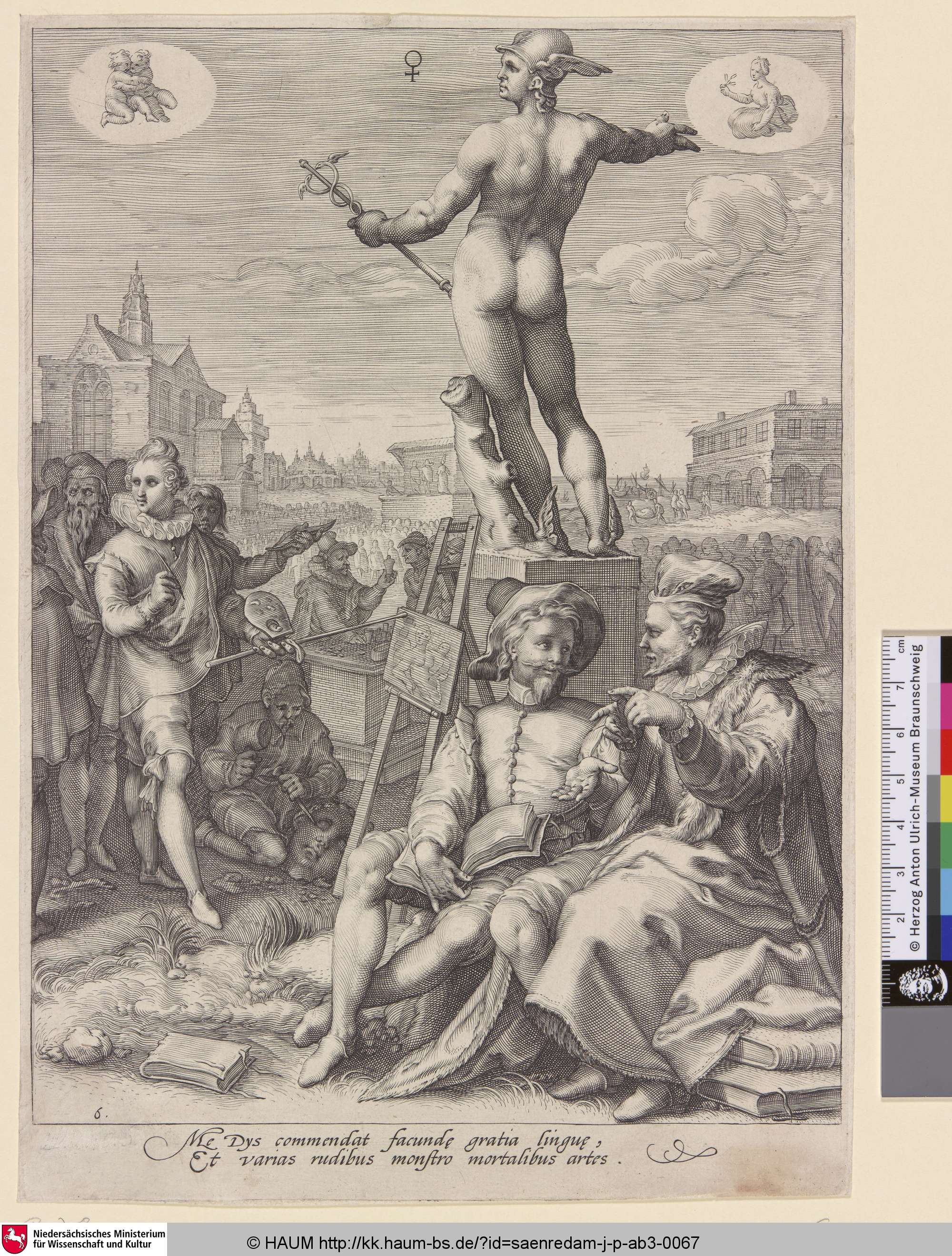 [Merkur herrscht über die bildenden und rhetorischen Künste; Mercury Presiding over the Visual and Rhetoric Arts], Hendrik Goltzius, 1596