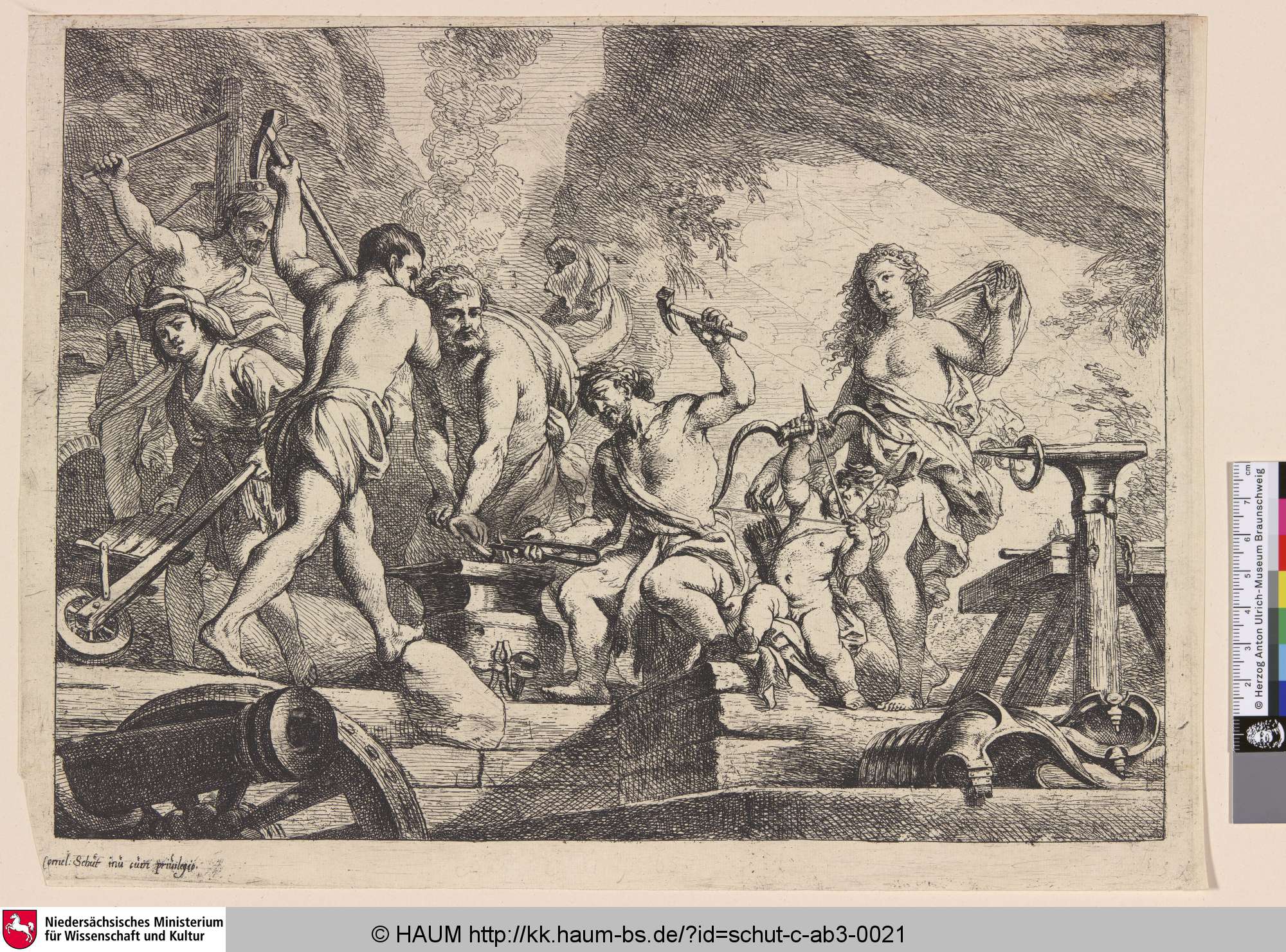 [Venus und Amor in der Schmiede Vulkans; Venus and Cupido on the right in Vulcan's Forge], Cornelis Schut, 1617–1655