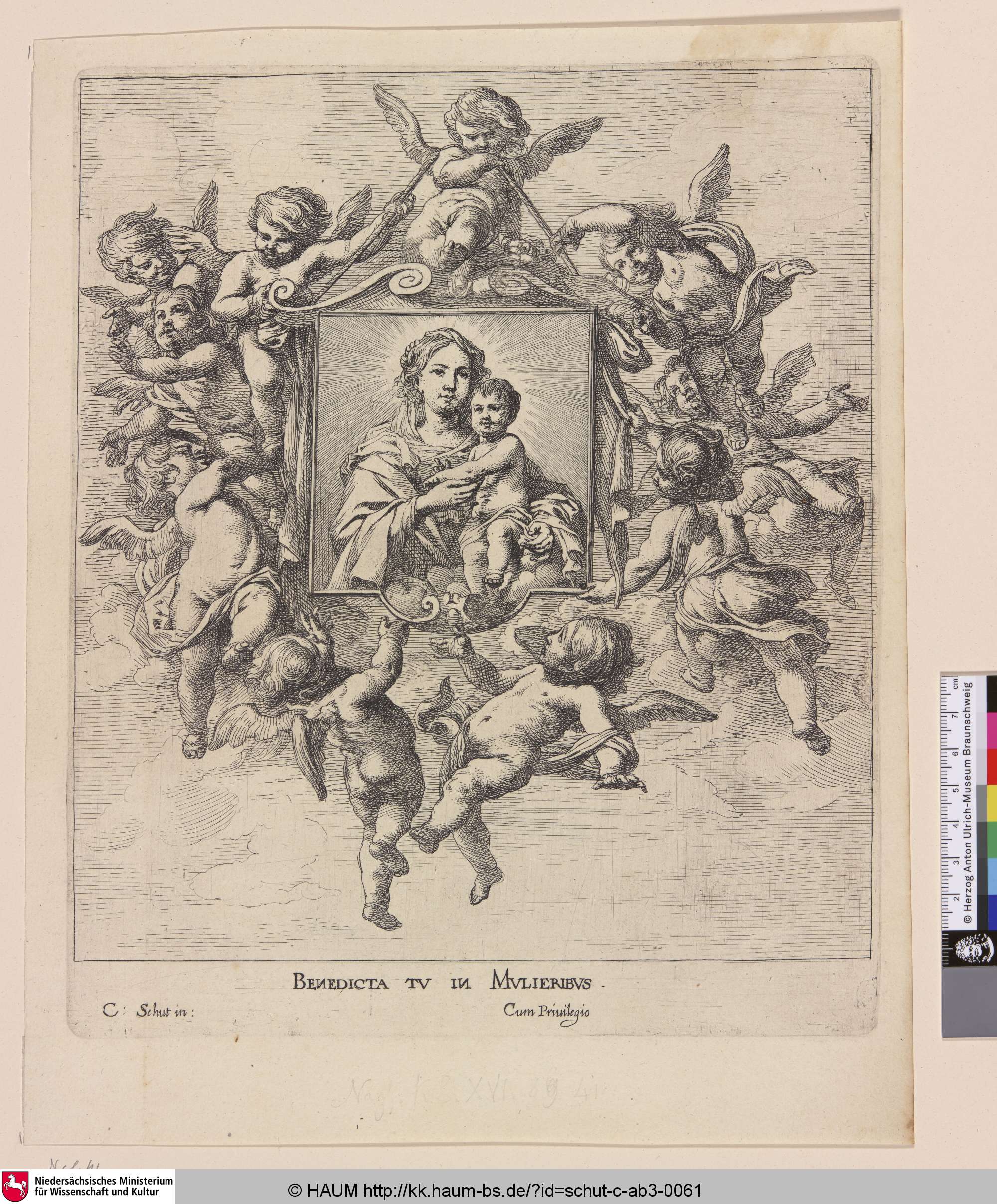 [Die heilige Jungfrau auf einer Tafel von zehn Engeln gehalten; Virgin and Child], Cornelis Schut, 1617–1655