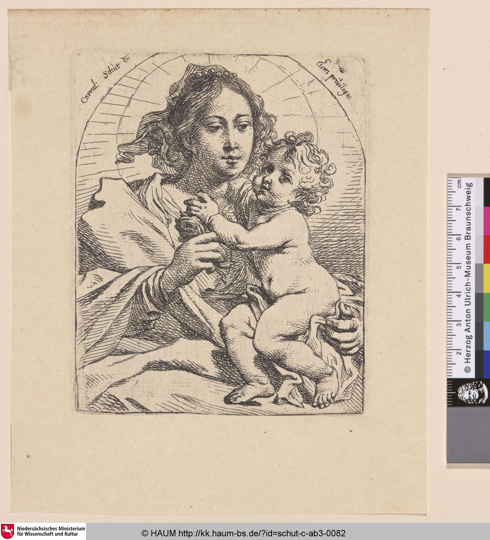 [Maria mit dem Kind, eine Rose in ihrer rechten Hand; Virgin and Child, sitting turned right], Cornelis Schut, 1617–1655