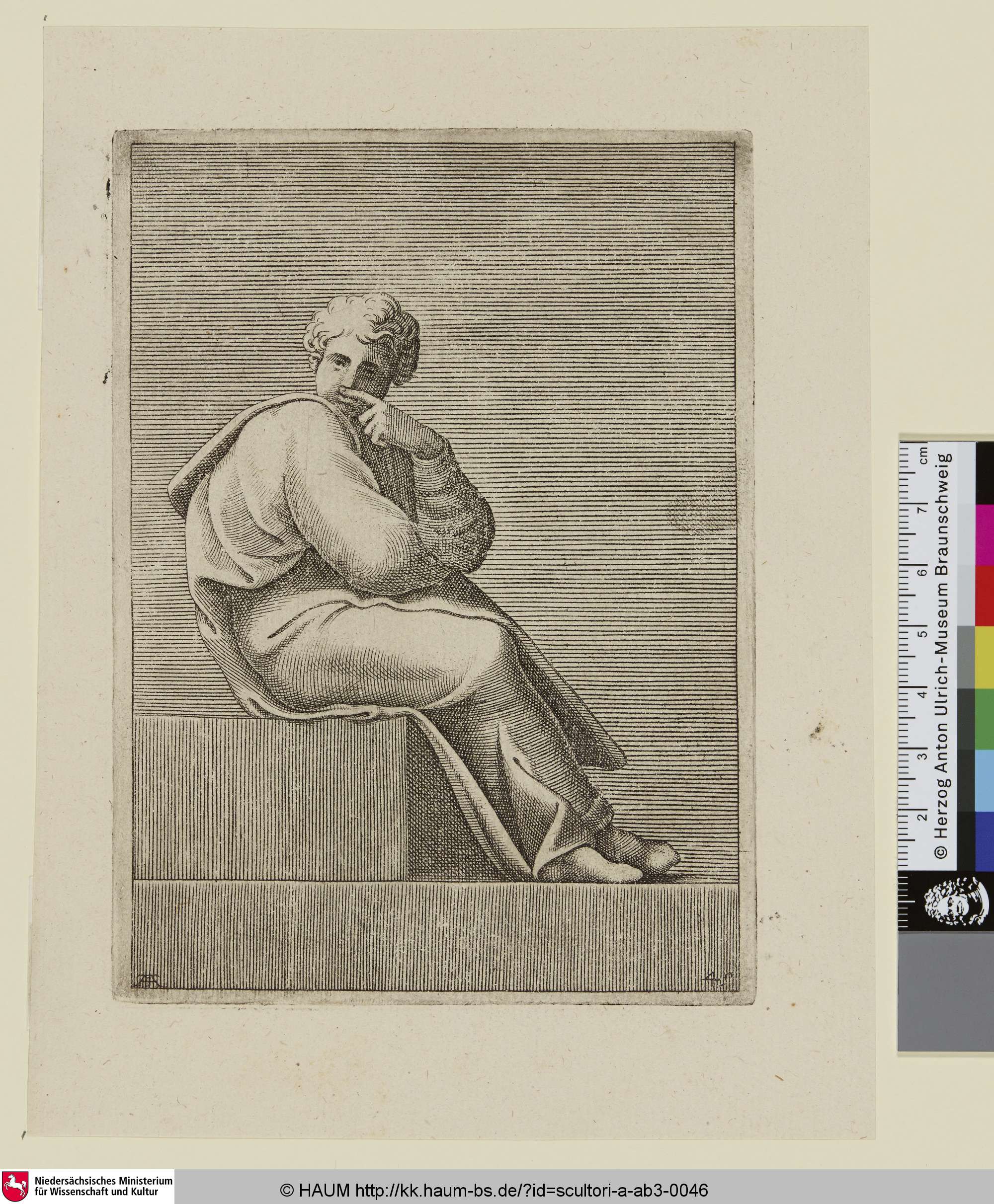 Sitzender junger Mann, Buonarroti Michelangelo, 1550–1585