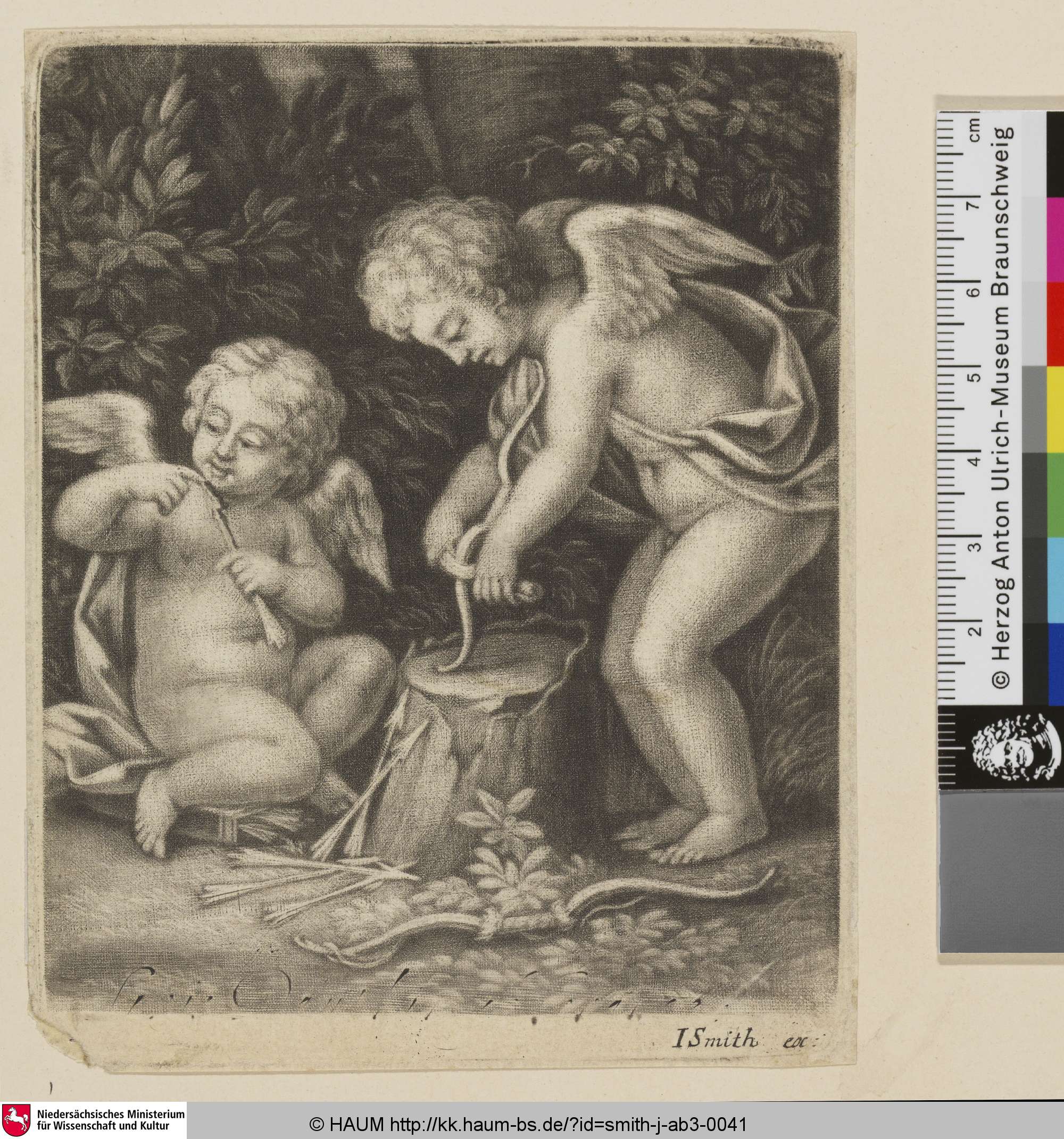 [Zwei Amoretten als Bogenschnitzer], John Smith, 1672–1743