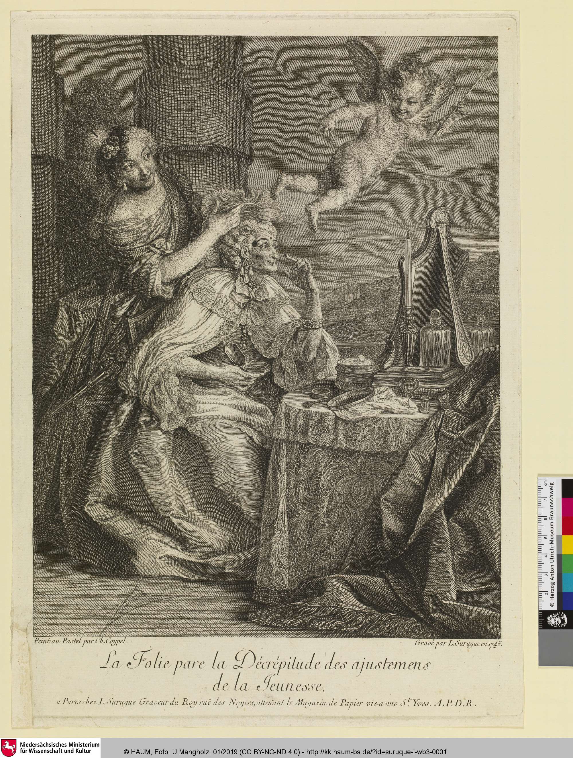 La Folie pare la Décrépitude des ajustemens de la Jeunesse, Charles-Antoine Coypel, 1745