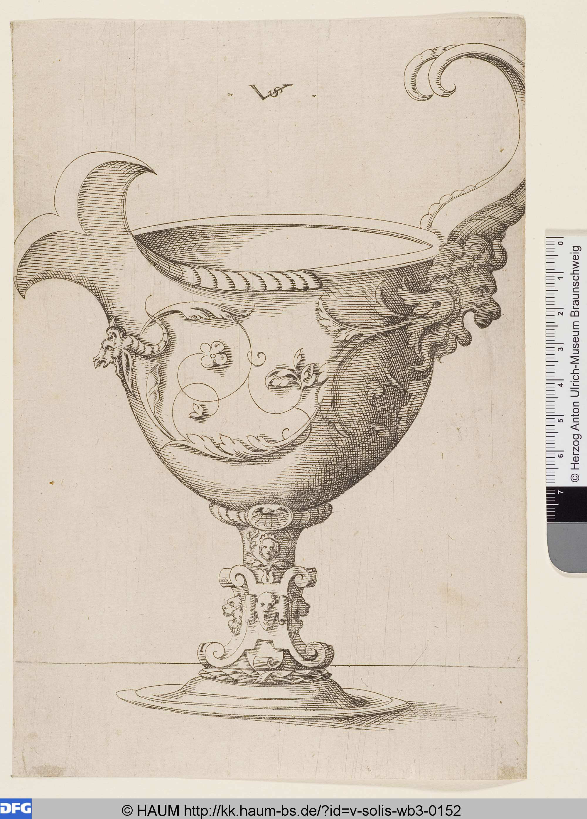 Gießgefäß mit Löwenmaske und Widderhörnern als Henkel, Virgil Solis, 1534–1562