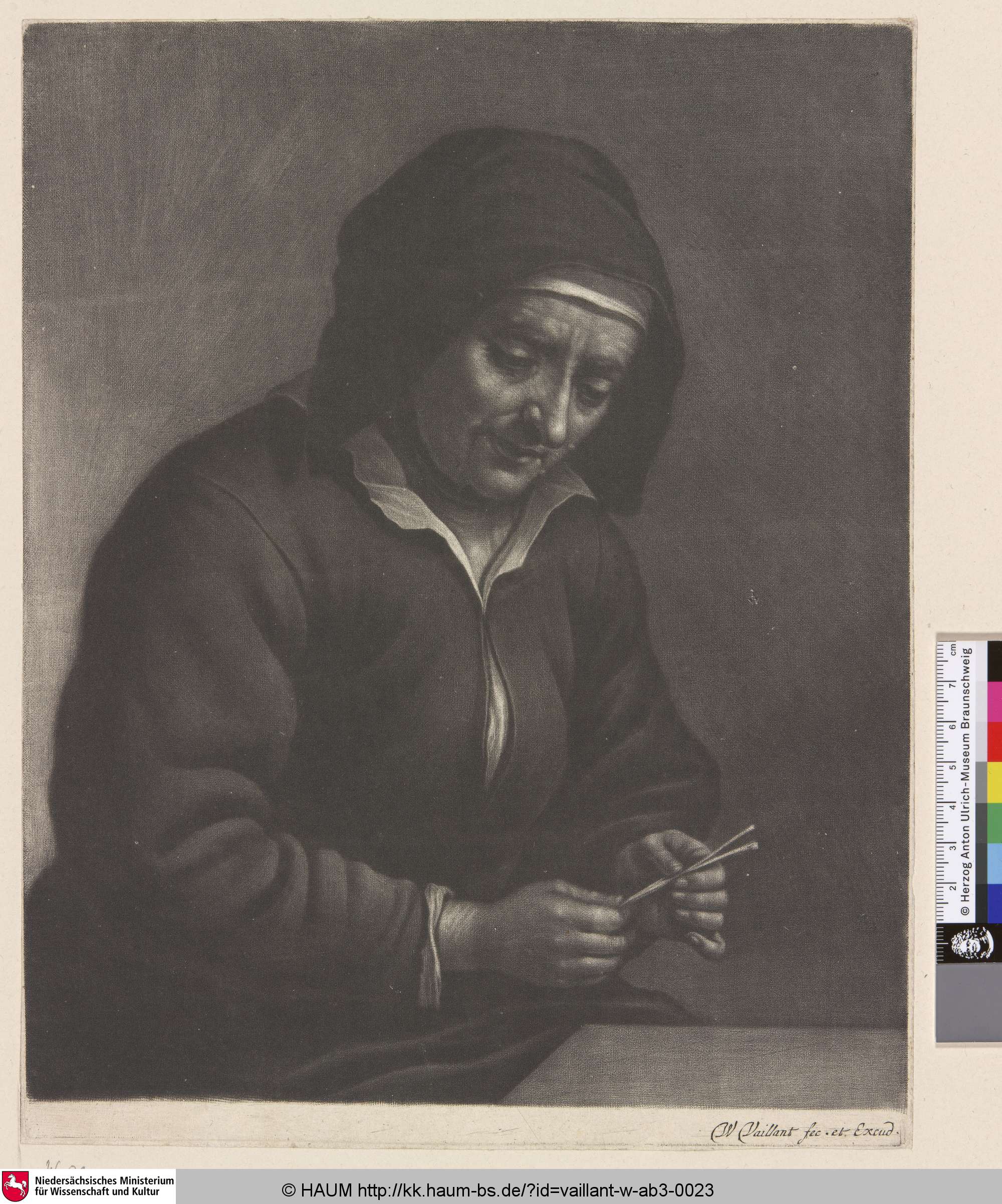 [Eine alte Frau an einem Tisch; Old Woman near a Table], Wallerant Vaillant, 1643–1677