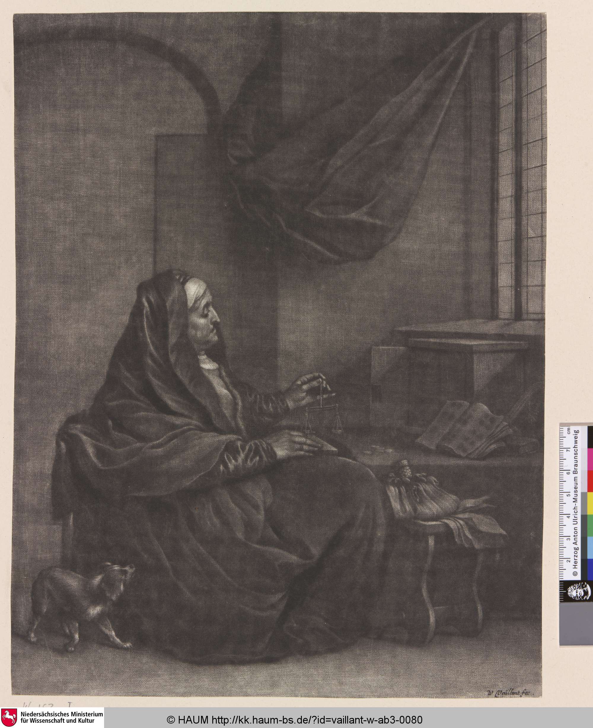 [Eine alte Frau mit Goldwaage; An Old Woman Weighing Gold], Wallerant Vaillant, 1643–1677