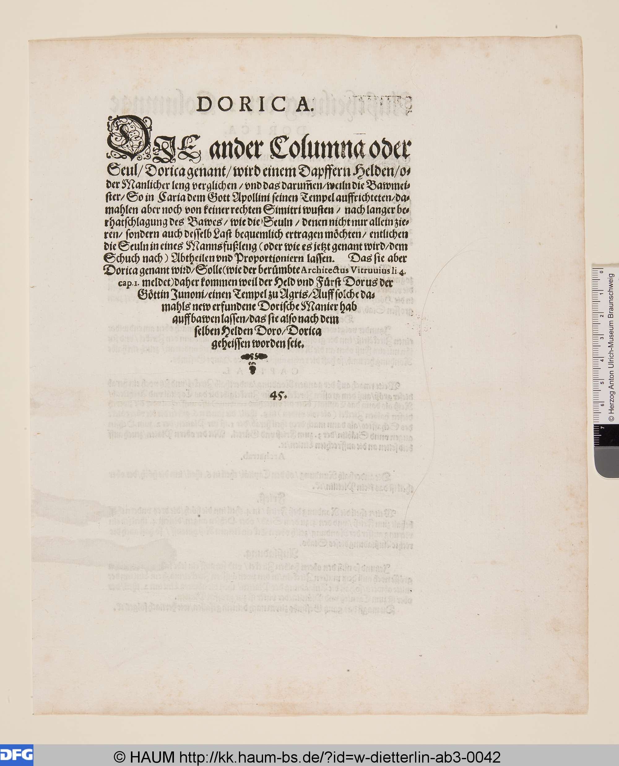 Dorica. Die ander Columna oder Seul, Balthasar Caimox, 1598