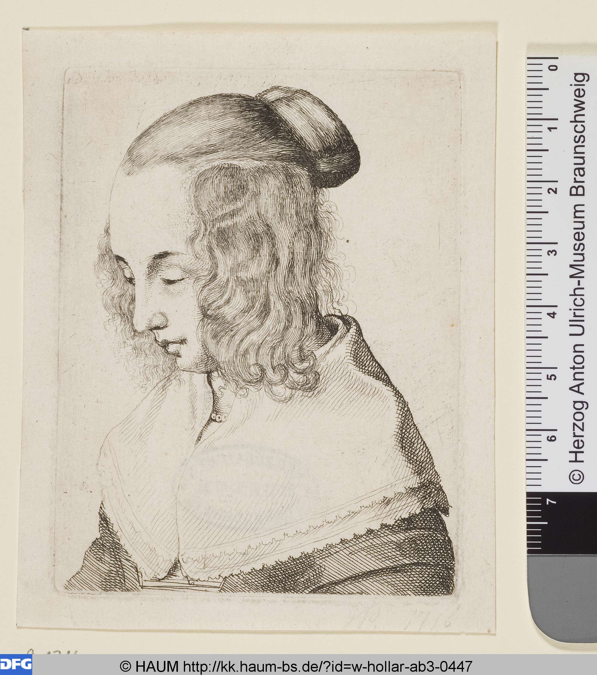 Frau niederblickend, Wenceslaus Hollar, 1627–1677