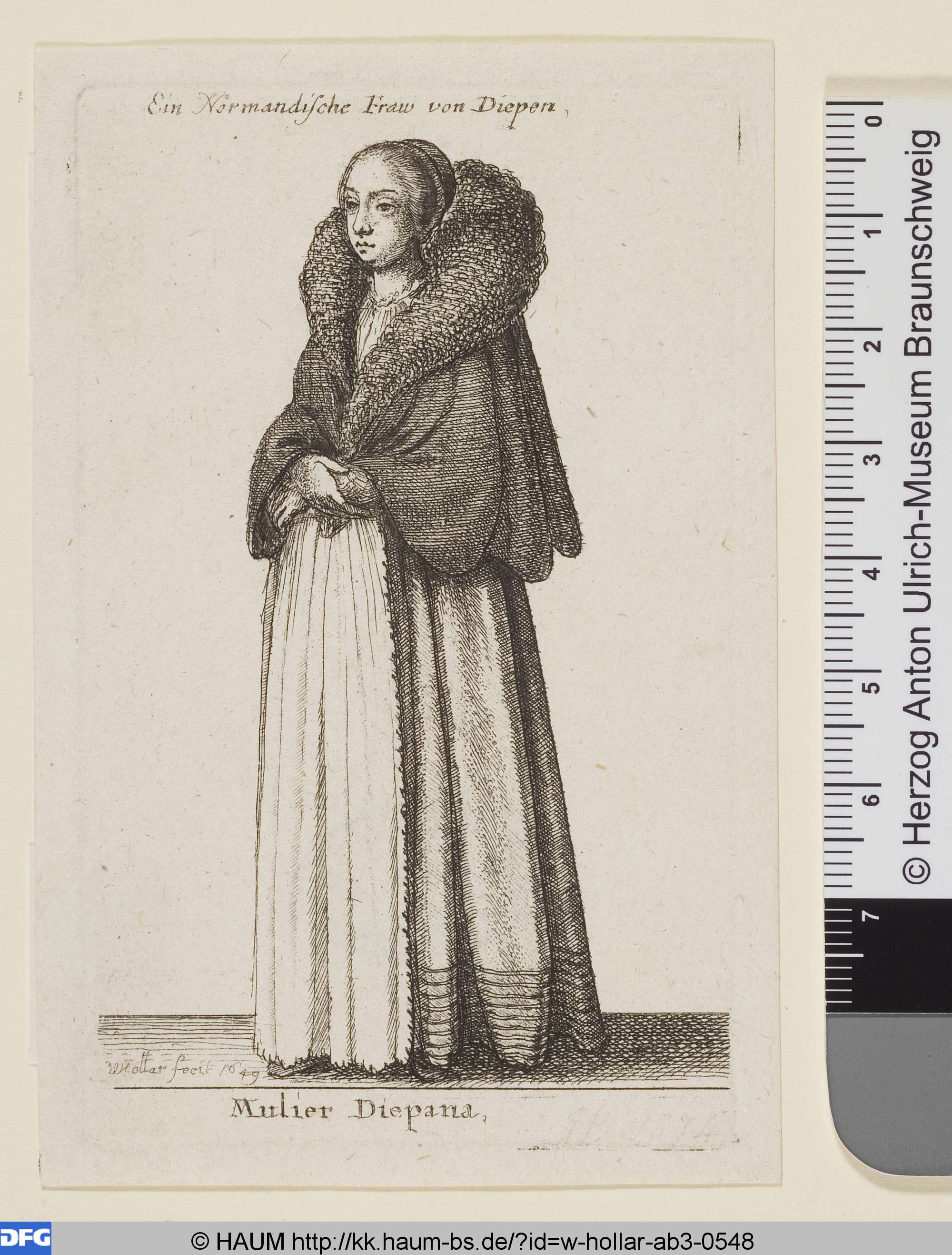 Ehefrau aus der Normandie, Wenceslaus Hollar, 1649