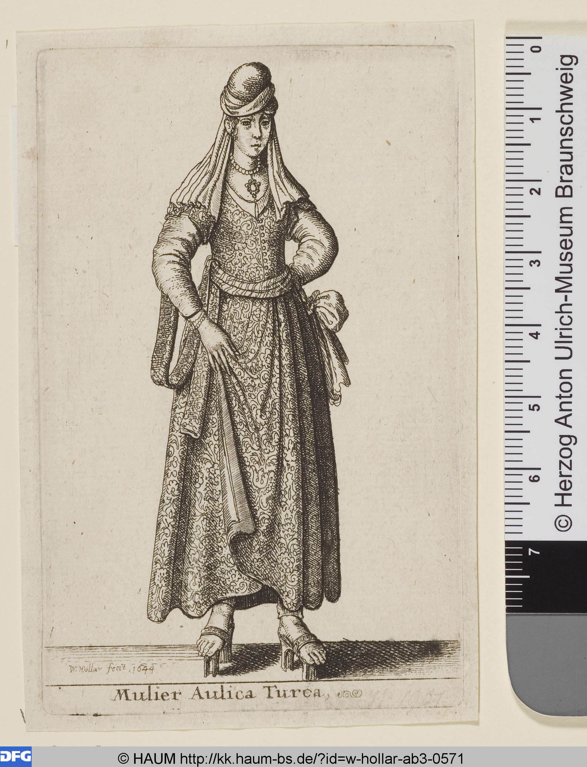Frau des türkischen Hofes, Wenceslaus Hollar, 1644