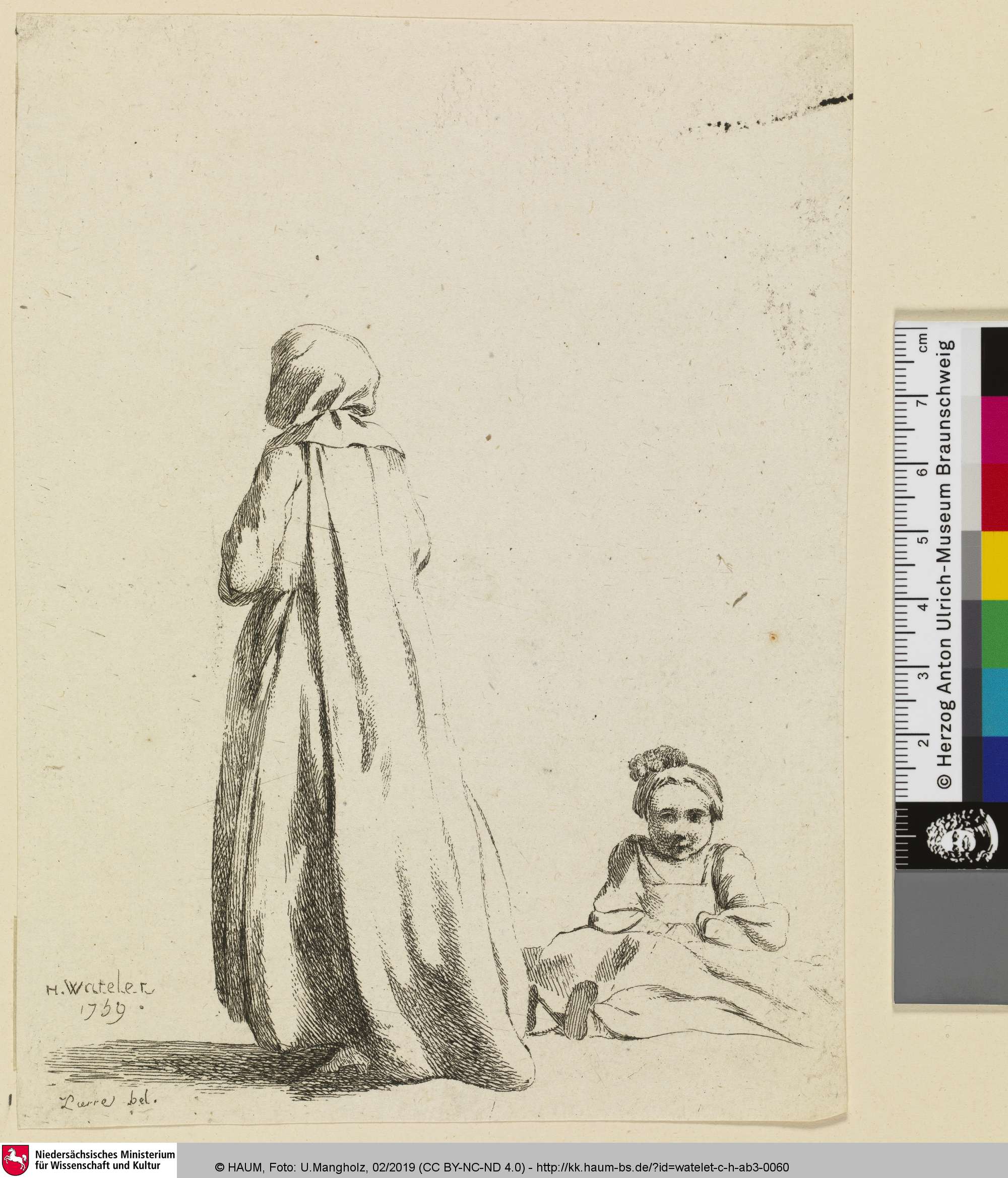 [Frau in Rückenansicht und sitzendes Mädchen], Claude-Henri Watelet, 1738–1786
