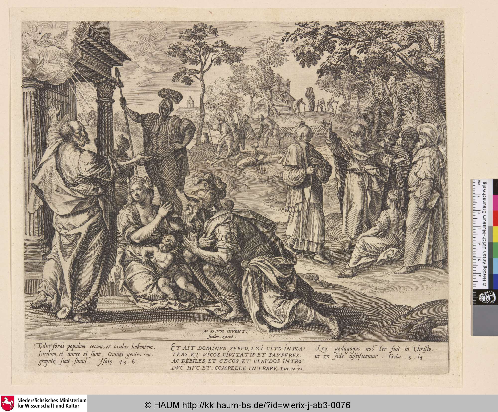 [St. Peter predigt in Caesarea; St peter Preaching in Caesarea], Johan Wierix, 1569–1585
