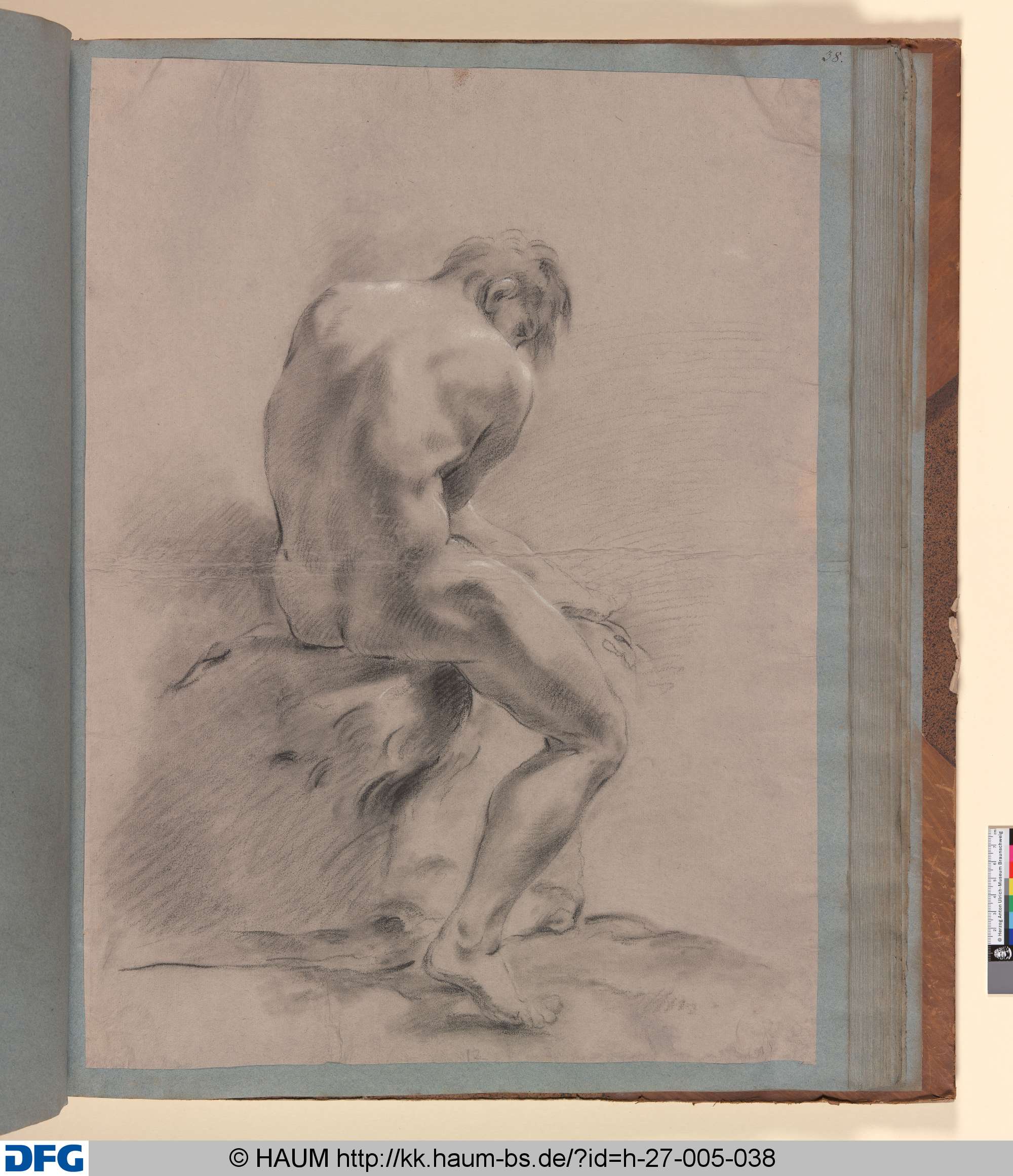 Sitzender männlicher Akt, von hinten, sich nach rechts drehend, Giovanni Battista Piazzetta