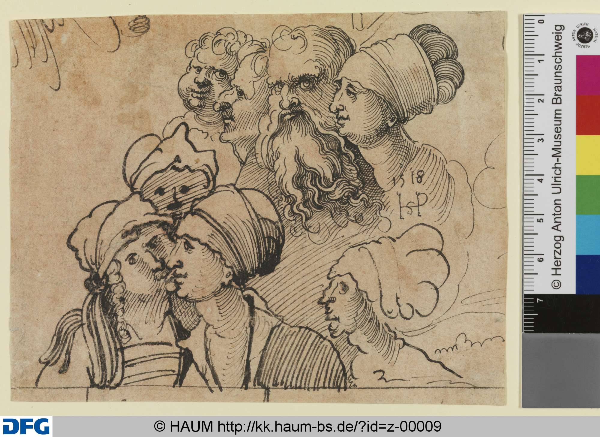 Acht Kopfstudien, Hans Sebald Beham, 1518