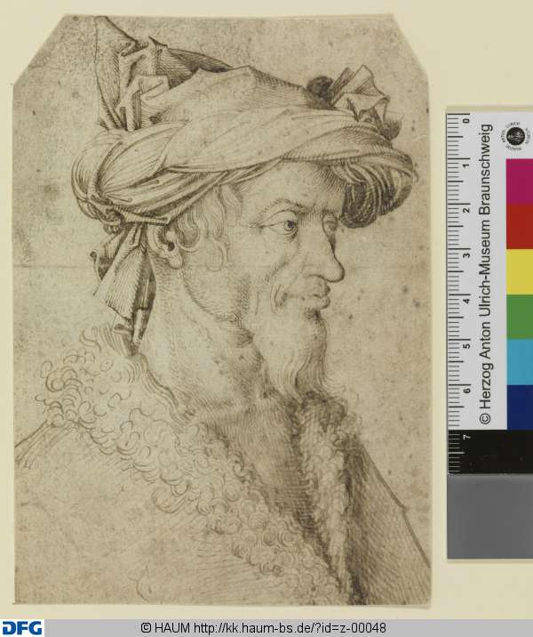 Kopf eines Orientalen mit Turban, Martin Schongauer, 1450–1491