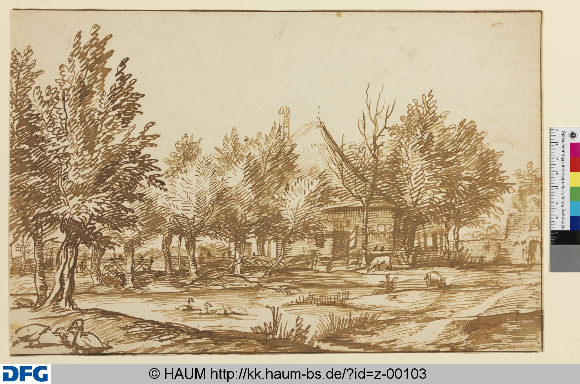 Bauerngehöft am Wasser, Rembrandt - Umkreis, 1660–1670