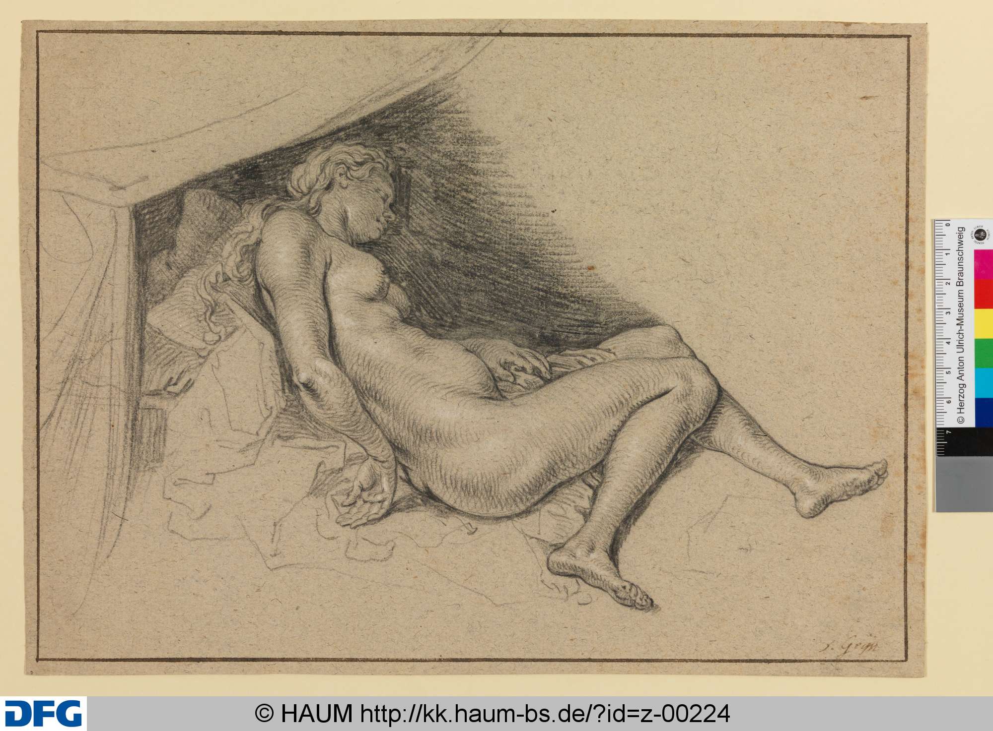 Weiblicher Akt, schlafend im Bett, Jacob de Gheyn, 1585–1629
