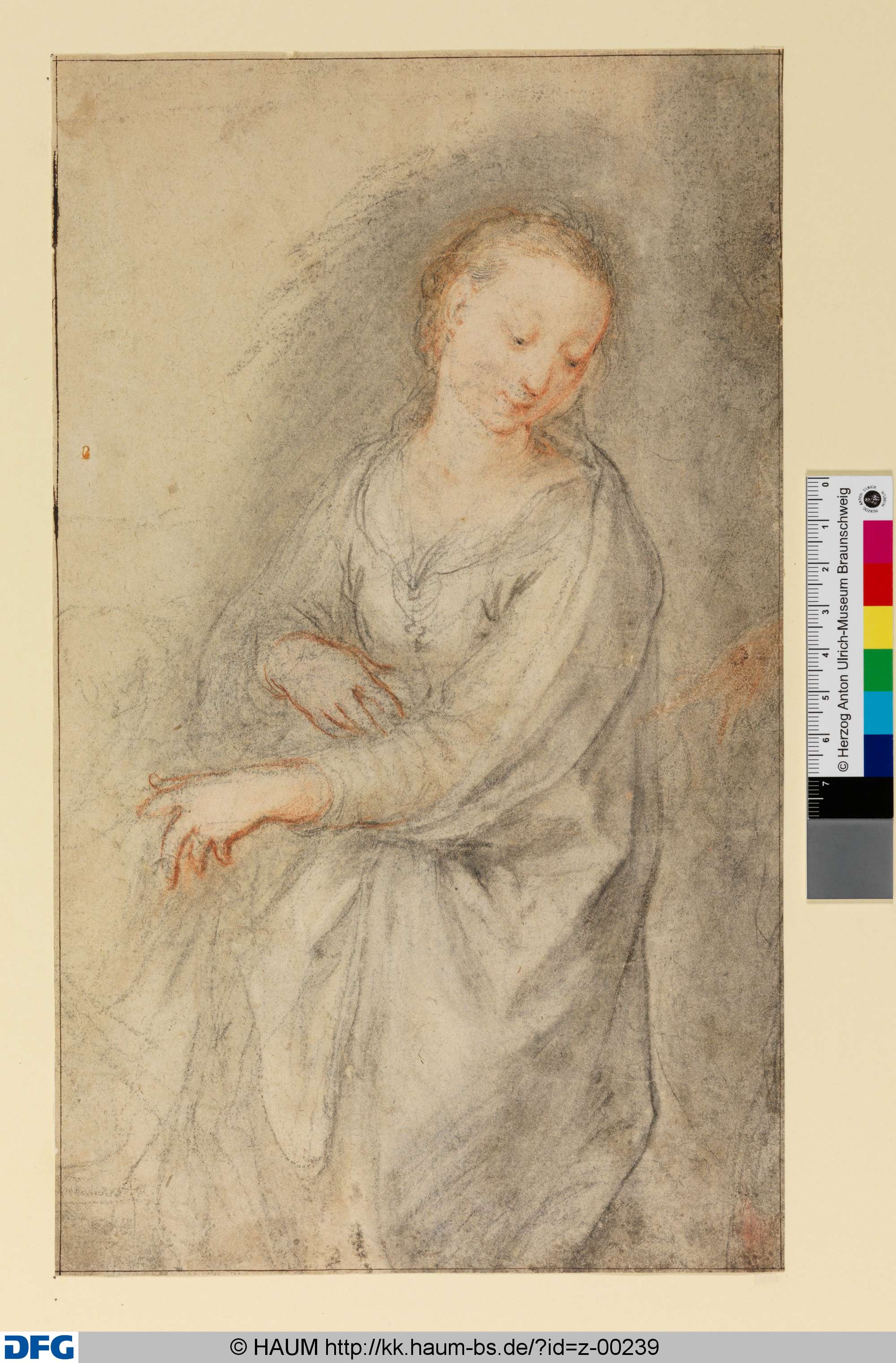 Studie für Maria einer Verkündigungsszene, Hendrik Goltzius, 1578–1617
