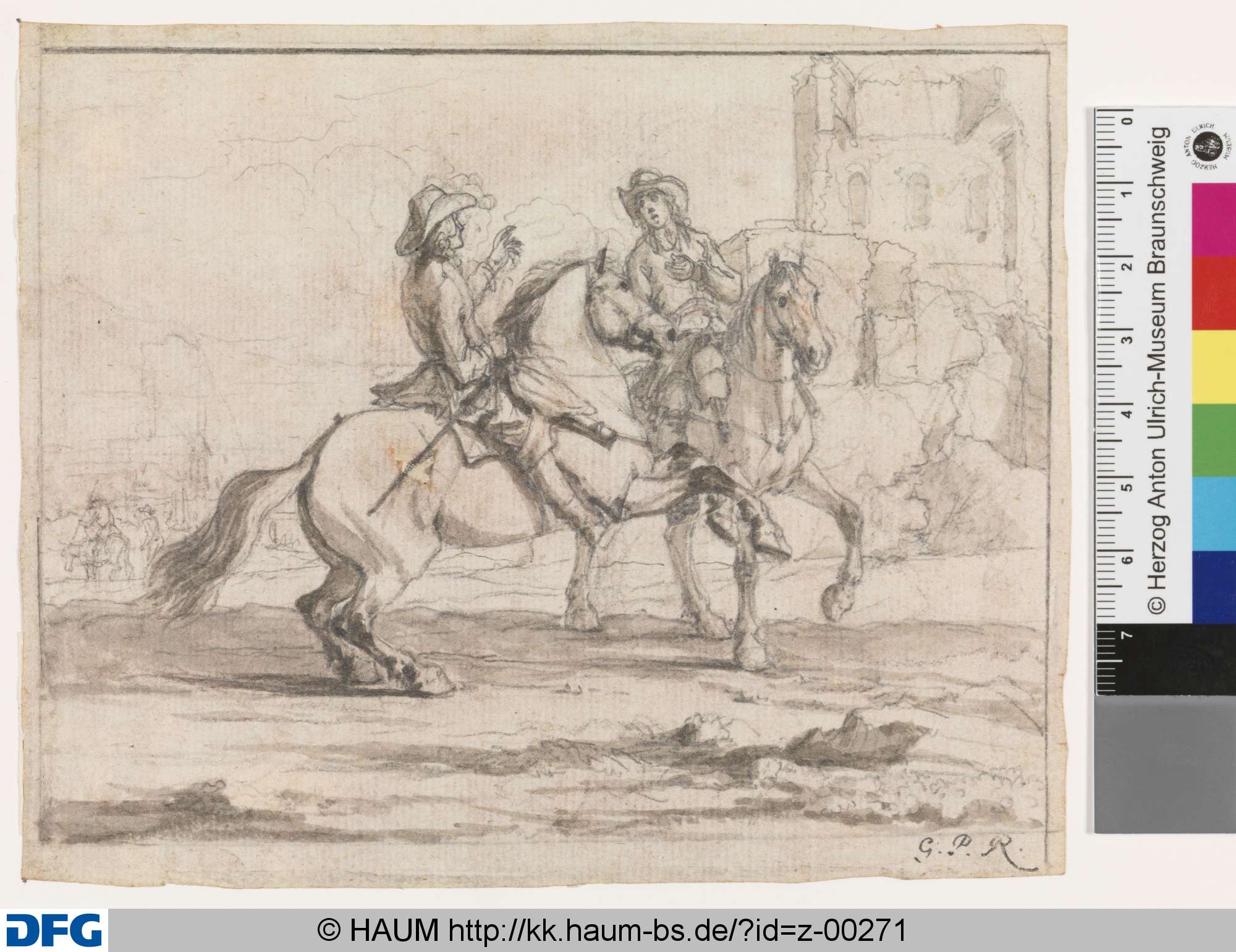 Ein Offizier vor einem anderen Offizier sein Pferd parierend, Georg Philipp Rugendas the Elder, 1686–1699