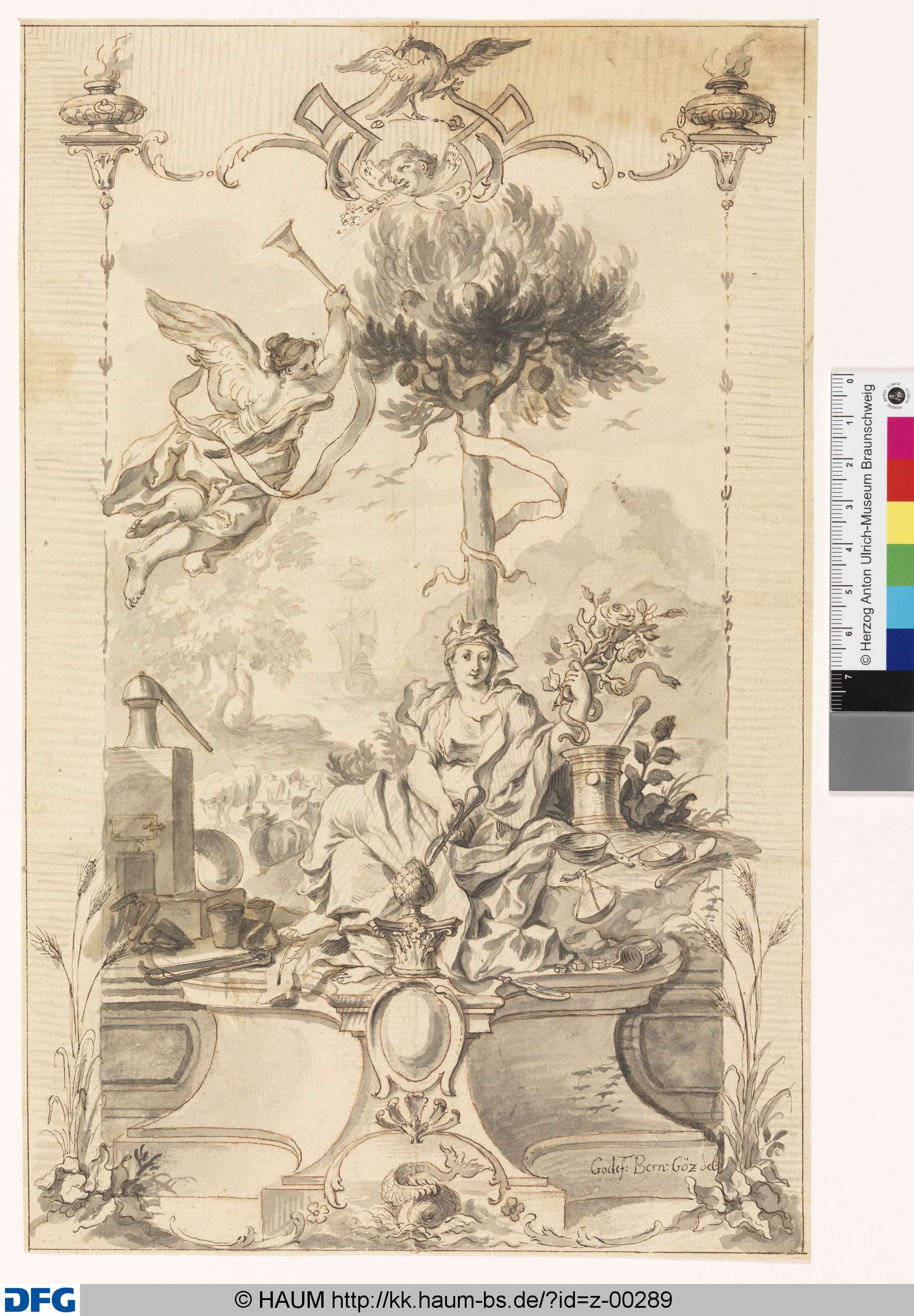Allegorie der Pharmazie, Gottfried Bernhard Göz, 1734