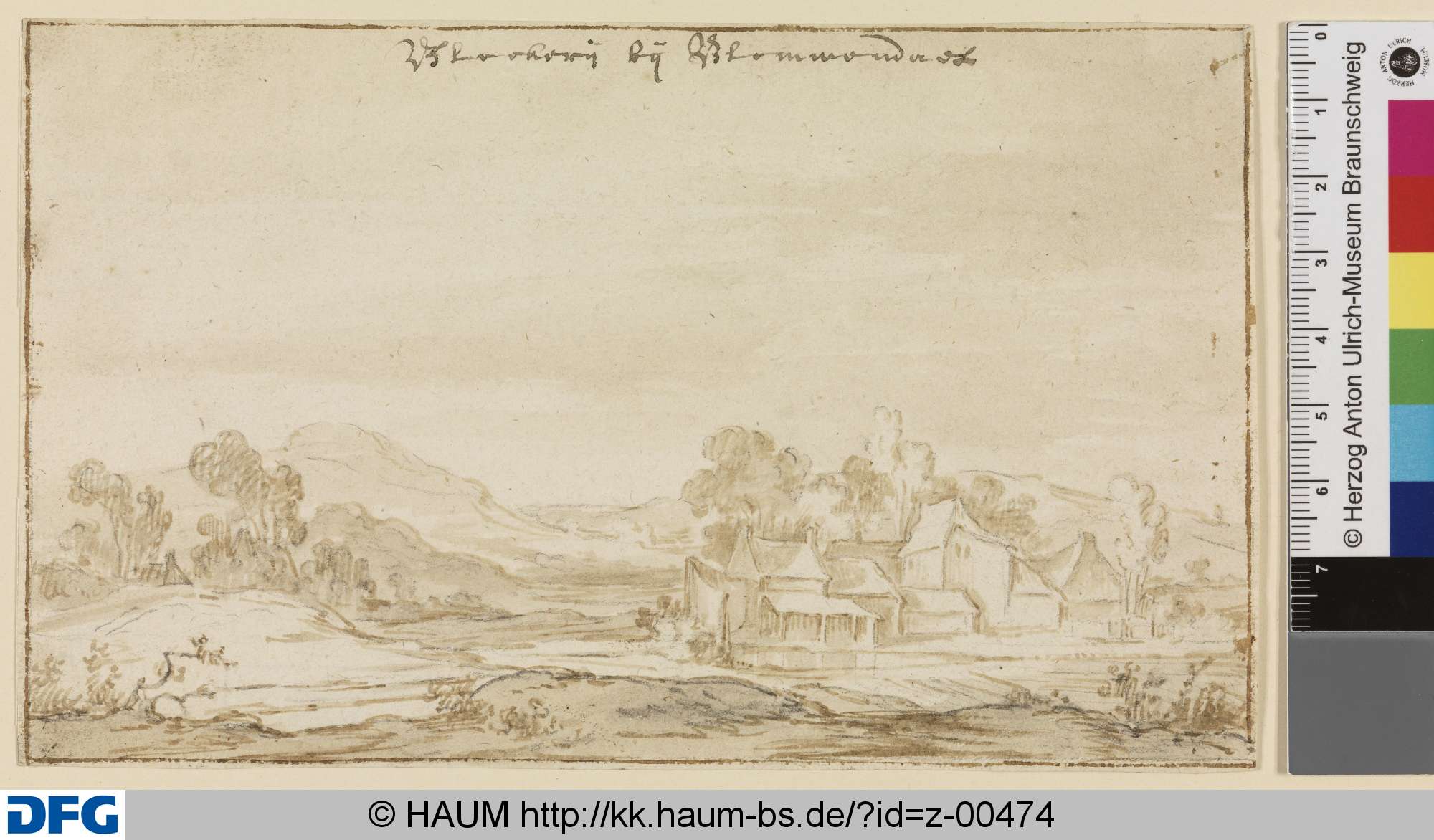 Landschaft mit Dorf, Bleekerij bij Blommendael