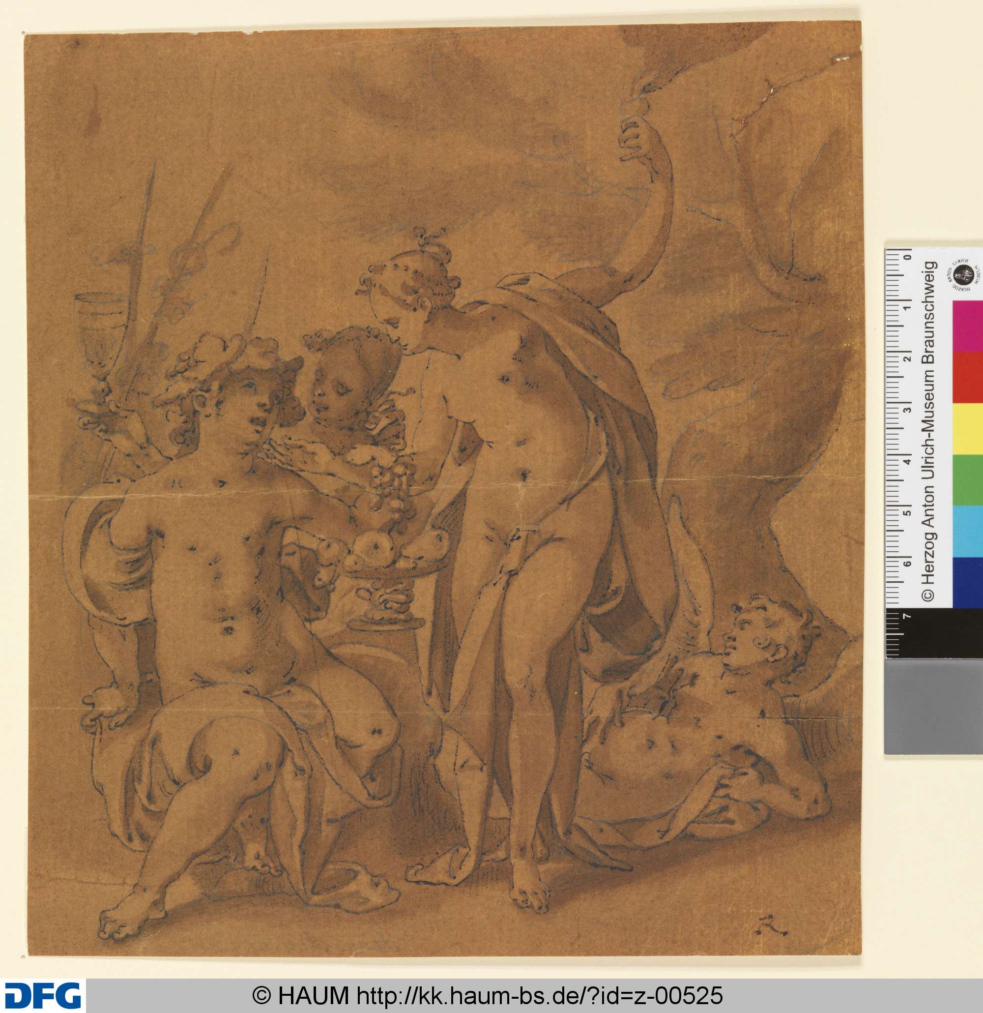 Venus mit Amor, Bacchus und Ceres (Sine Cerere et Baccho friget Venus), Hans Rottenhammer, 1584–1625