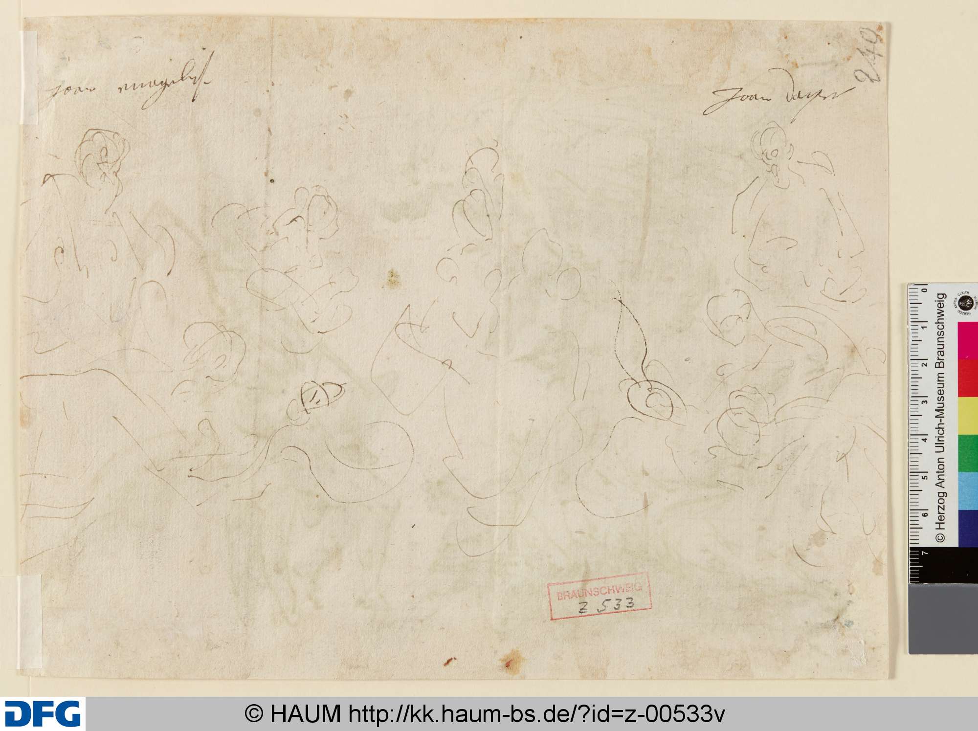 Skizze zu einem Marienbild mit dem Evangelisten Johannes und Johannes dem Täufer, Hans von Aachen, 1589