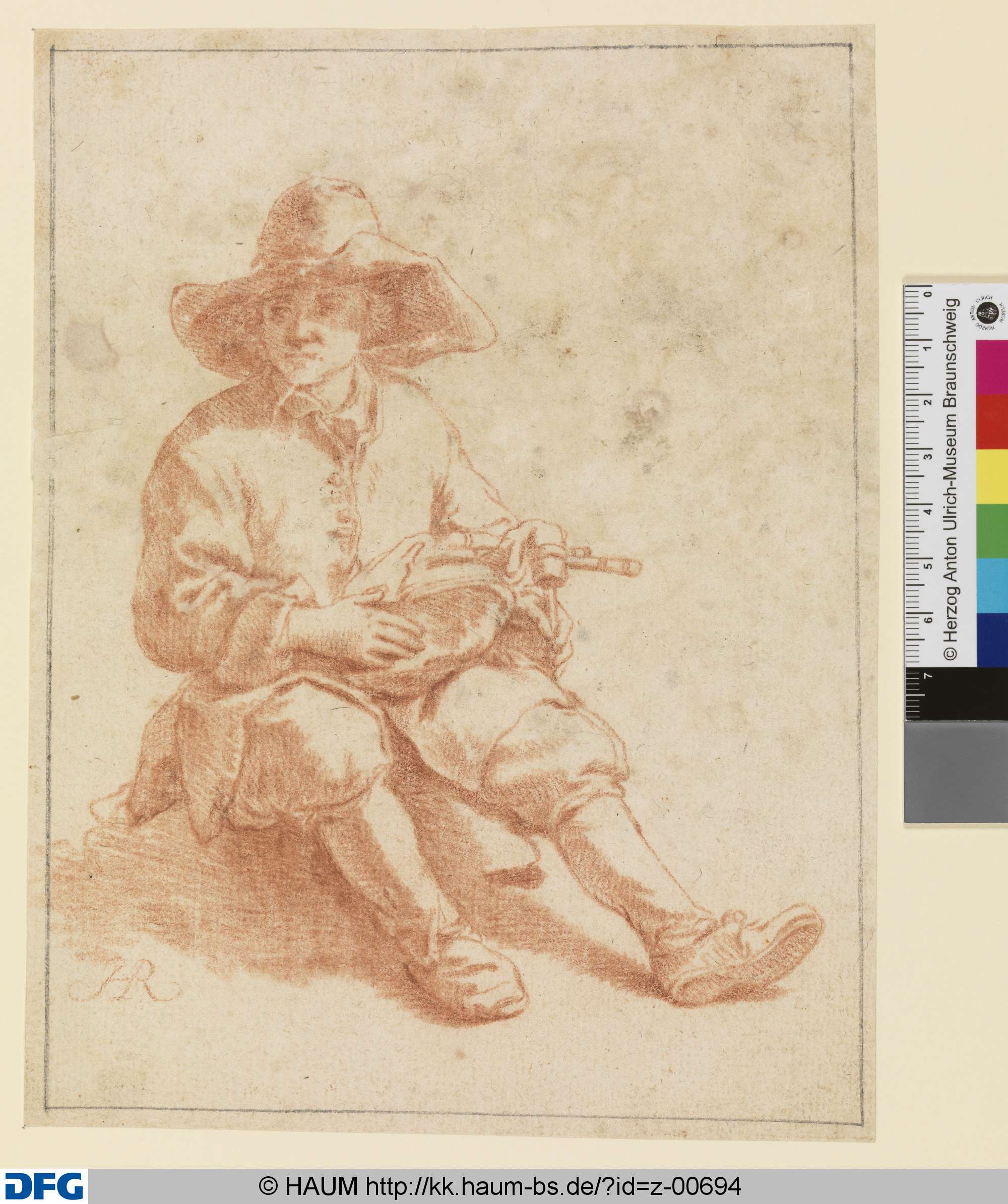 Sitzender Dudelsackspieler, Johann Heinrich Roos, 1660–1670
