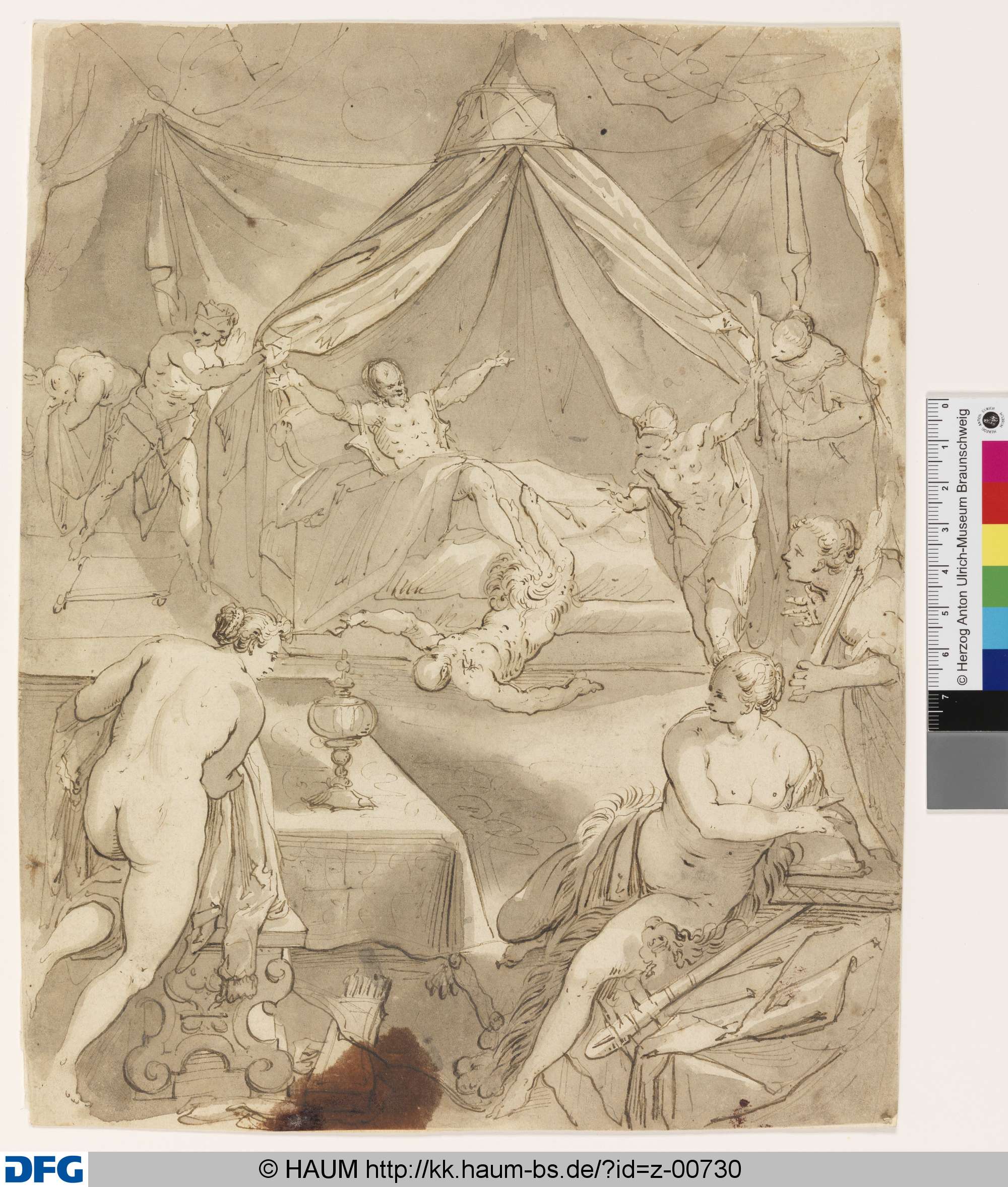 Herkules vertreibt Pan vom Bett der Omphale, Hans Rottenhammer, 1584–1625