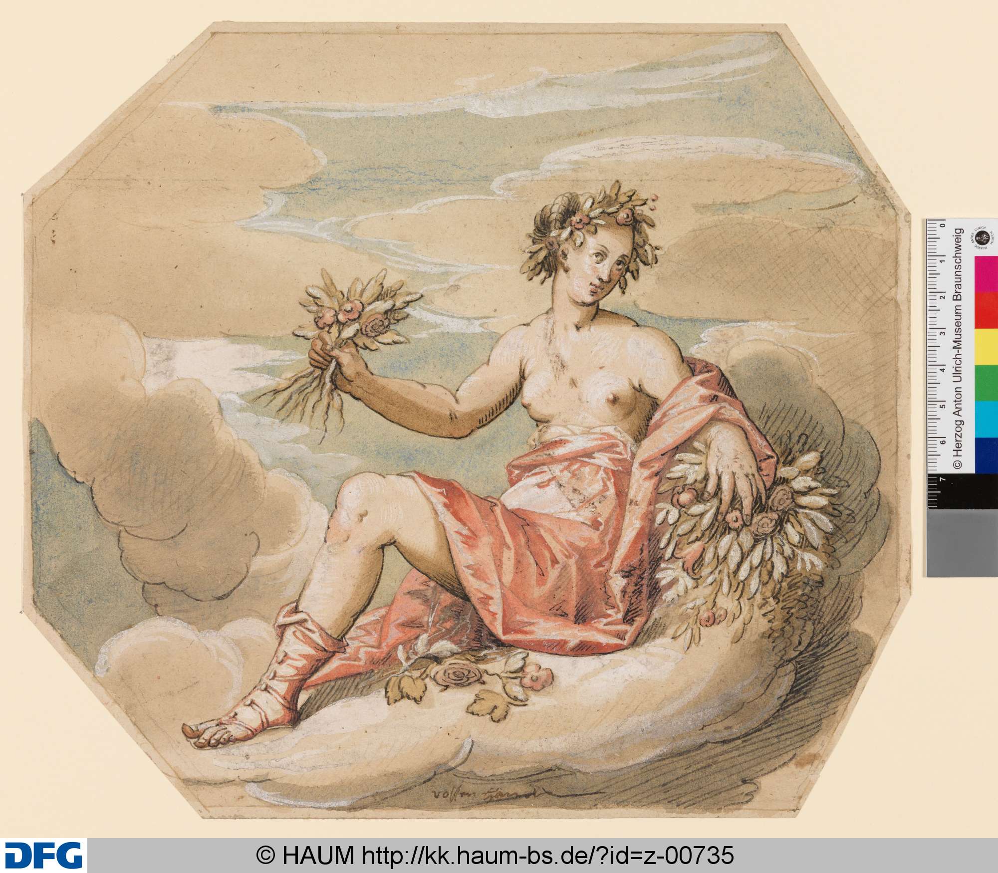 Der Frühling (Jungfrau mit Blumen auf einer Wolke), Hans Rottenhammer, 1584–1625