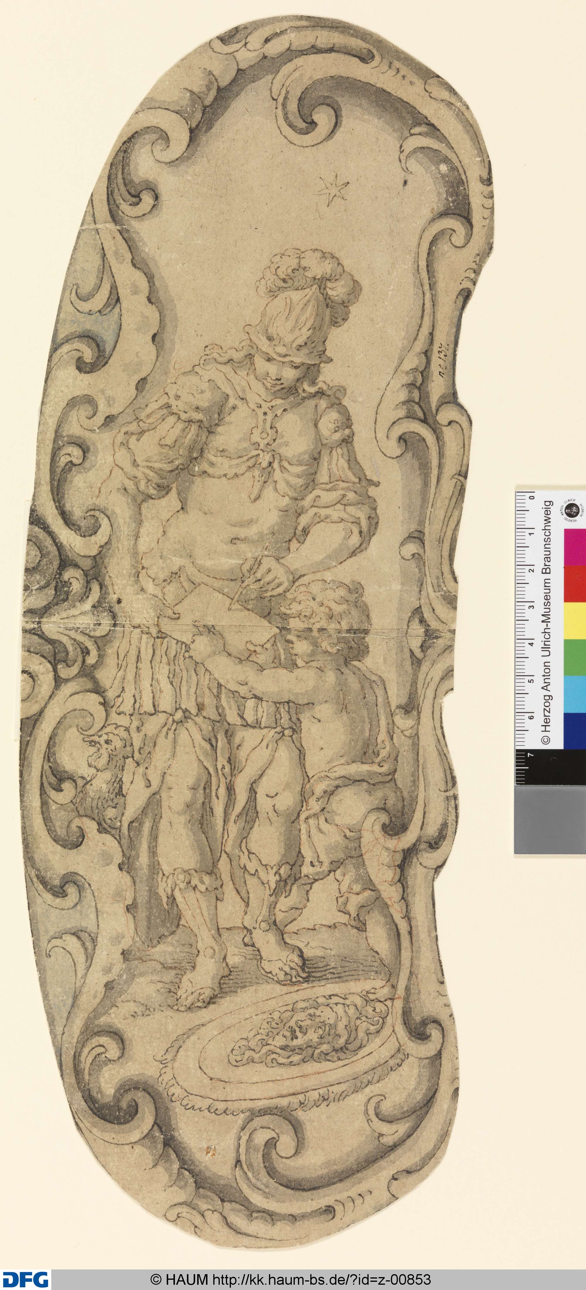 Perseus, dem ein Knabe ein Papier zur Unterschrift hält, Hans Friedrich Schrorer, 1605–1649