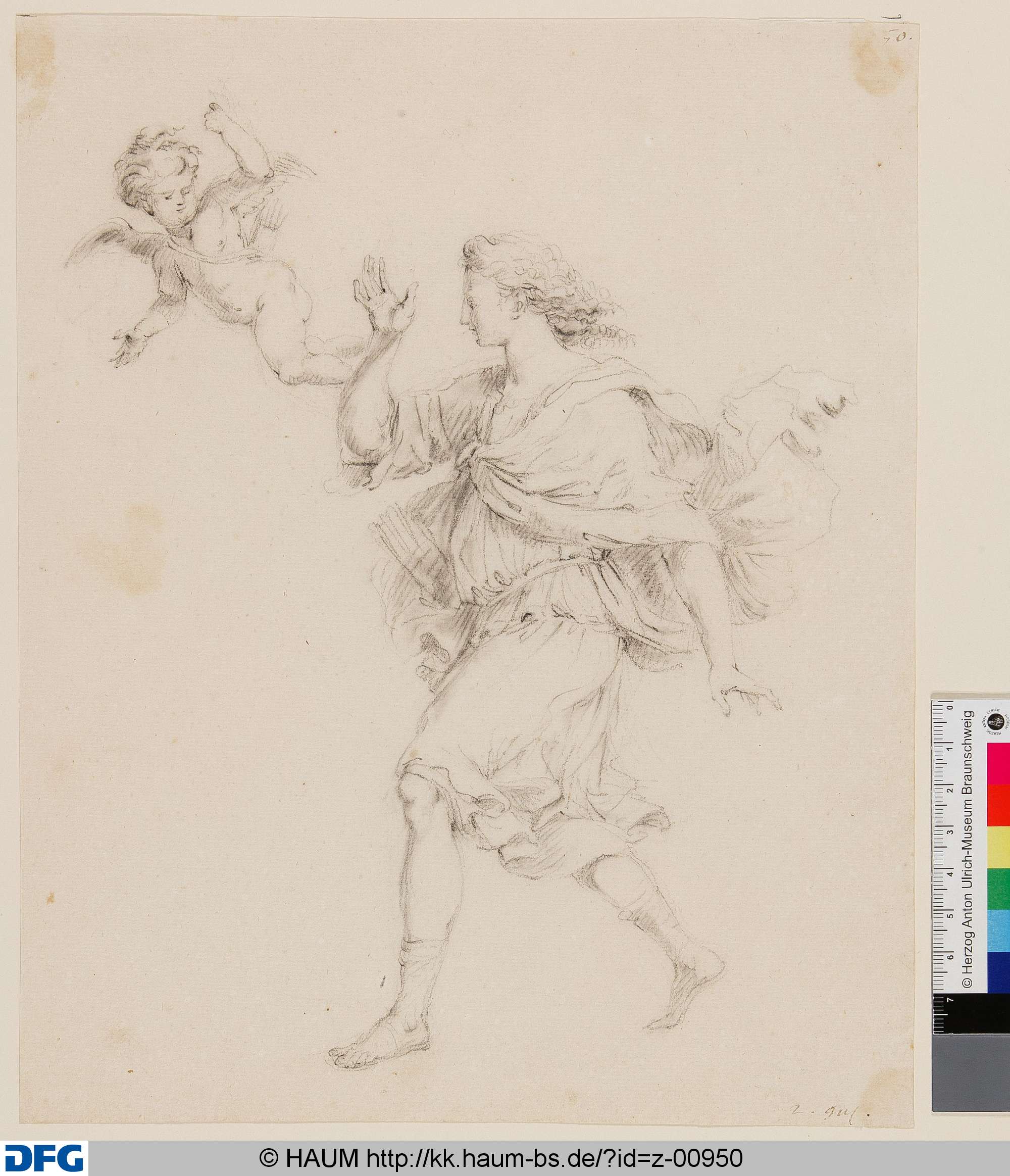 Schreitender Apollo mit fliegendem Amor, Pierre Drevet, 1683–1738