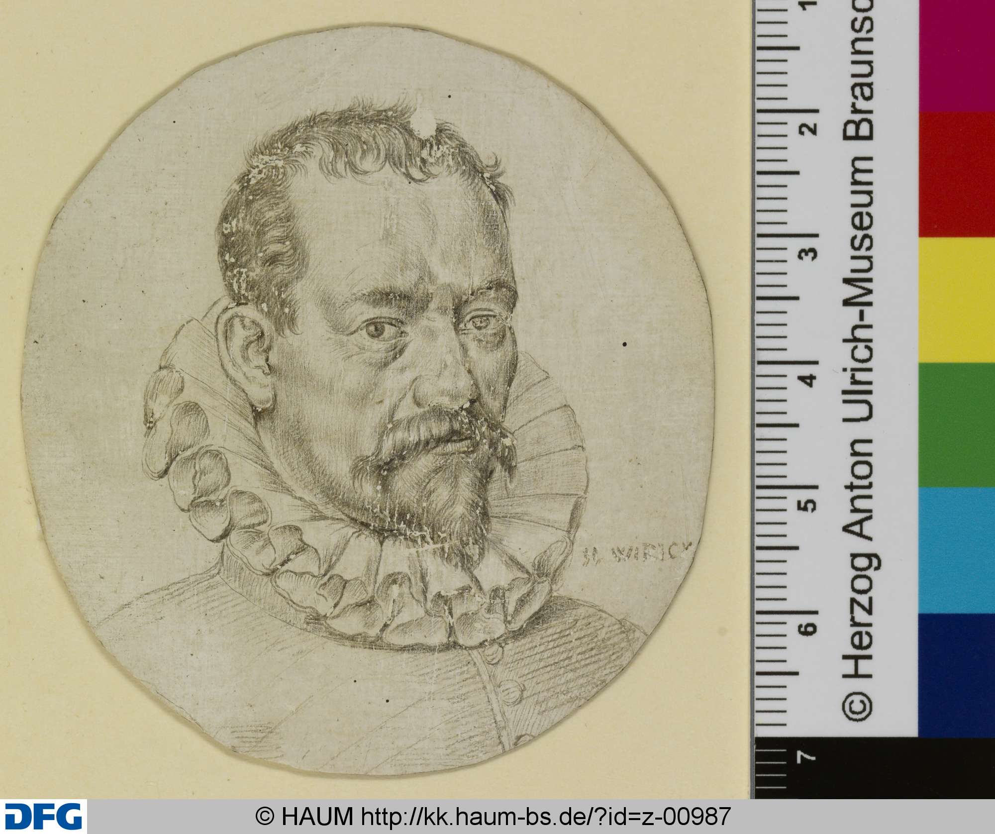 Bildnisminiatur des Hieronymus Beck, Johan Wierix, 1597