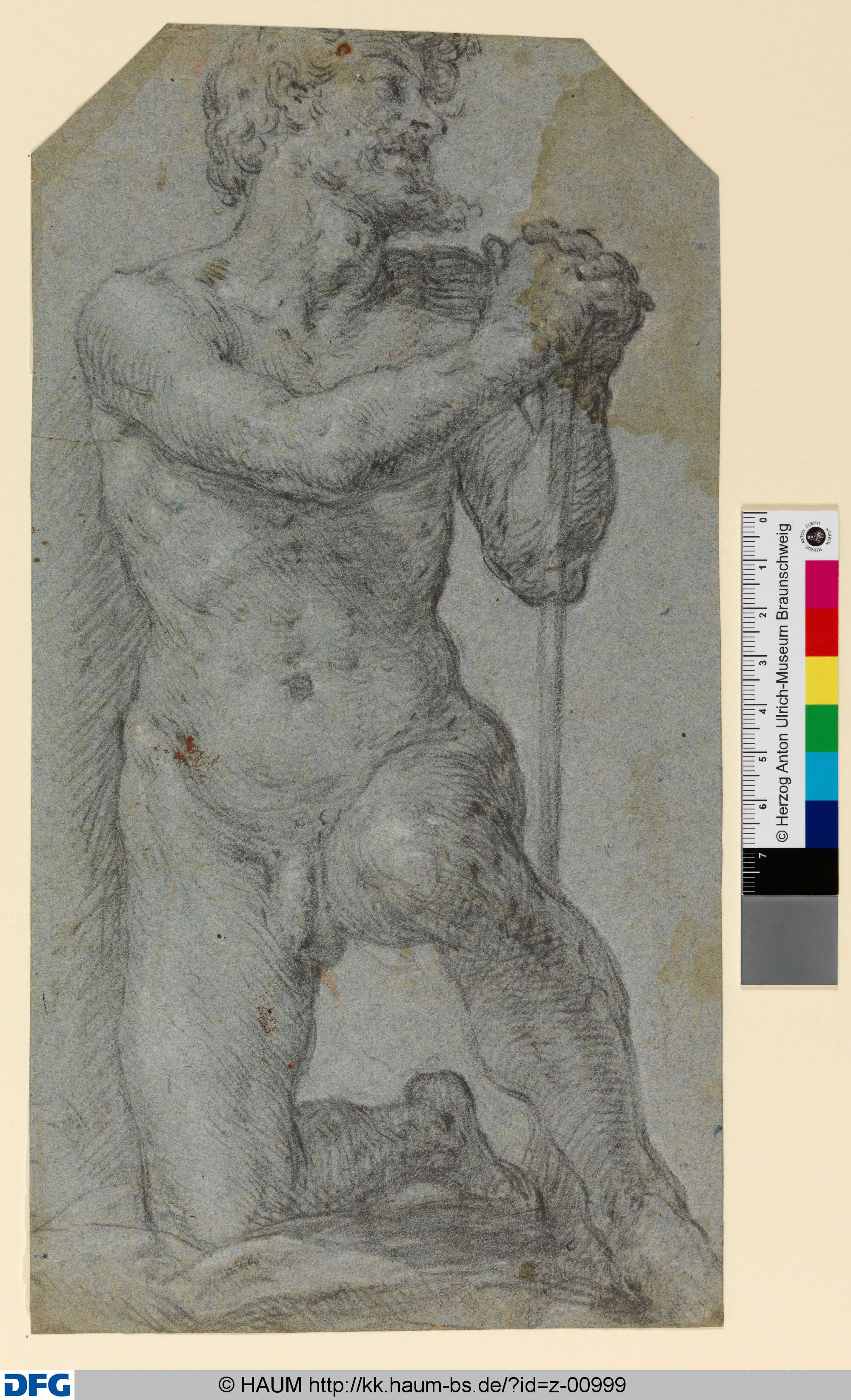 Aktstudie eines knienden Mannes von vorn, 16th century