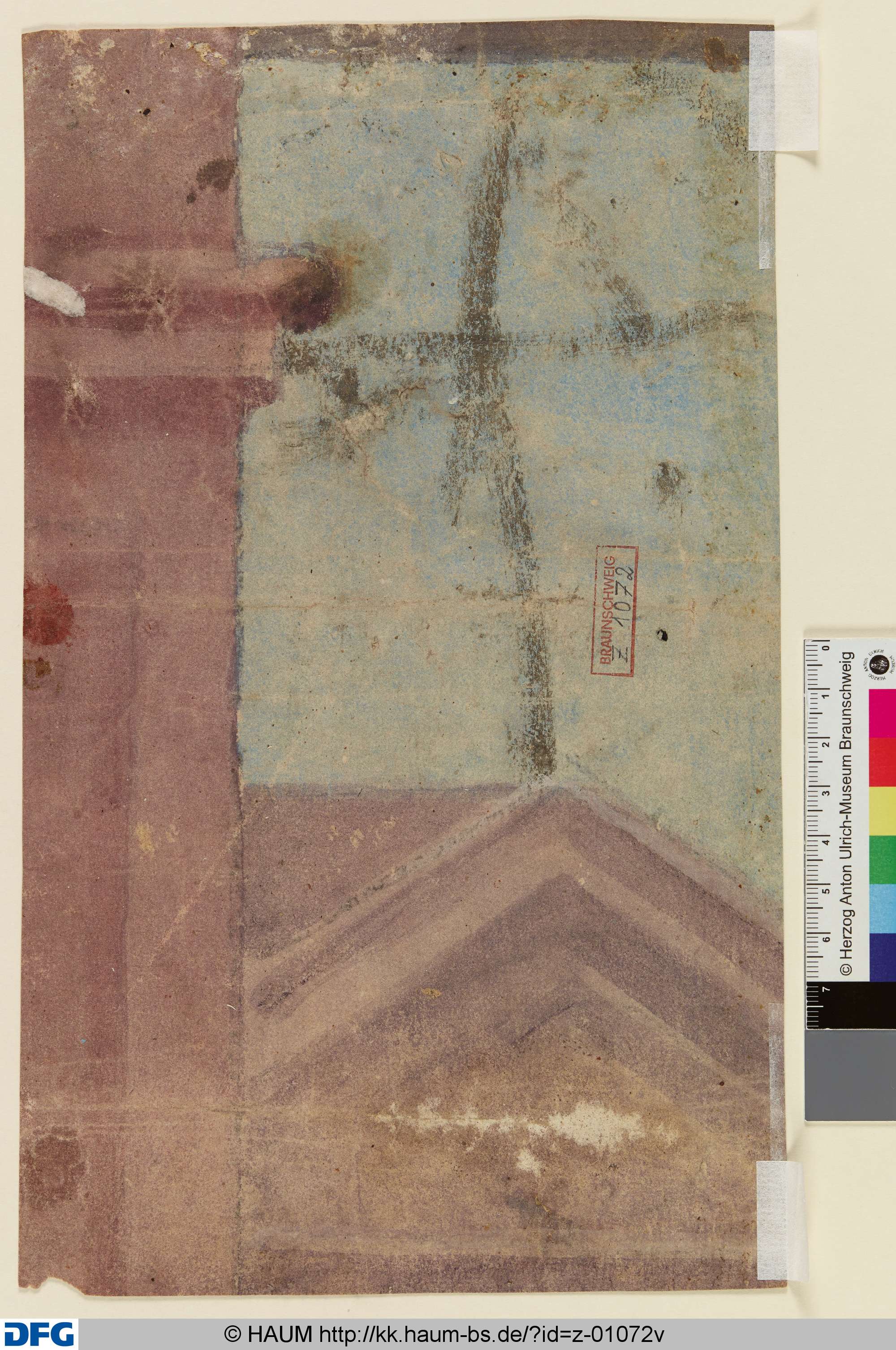 Fragment eines Kartons mit Giebel und Turm einer Kirche, Cornelis - Umkreis Floris, 1533