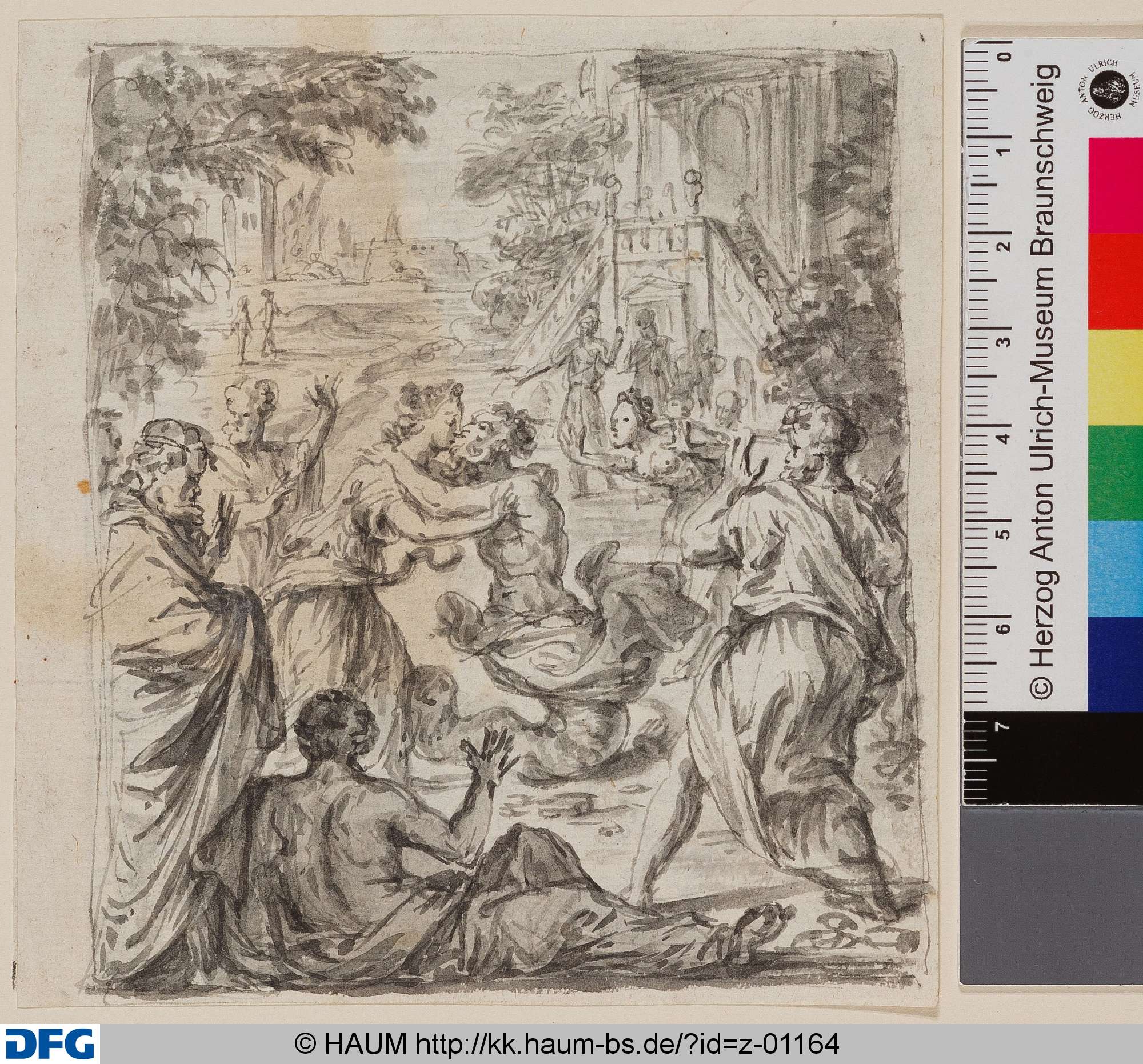 Eine Jungfrau küsst einen Mann mit Schlangenschwanz, Bernard Picart, 1693–1733